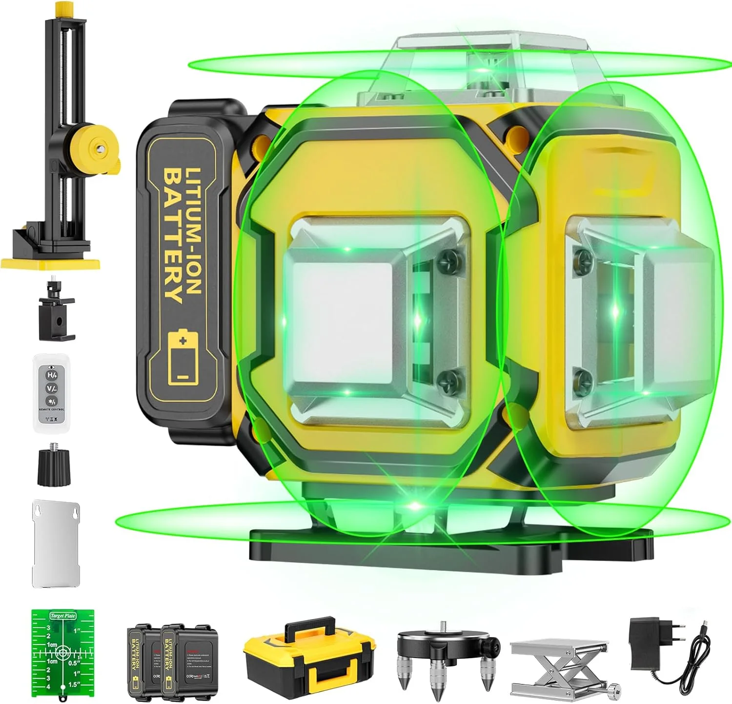 تراز لیزری 360 خودتراز، 16 خط 4×360° حالت پالس سبز برای کاشی کف، آویزان کردن تصاویر روی دیوار، ساخت و ساز، تراز 4 بعدی ابزار فضای باز با 2 باتری قابل شارژ و کیف حمل سخت تراز لیزری 360 خودتراز، 16 خط 4×360° حالت پالس سبز برای کاشی کف، آویزان کردن تصاویر روی دیوار، ساخت و ساز، تراز 4 بعدی ابزار فضای باز با 2 باتری قابل شارژ و کیف حمل سخت