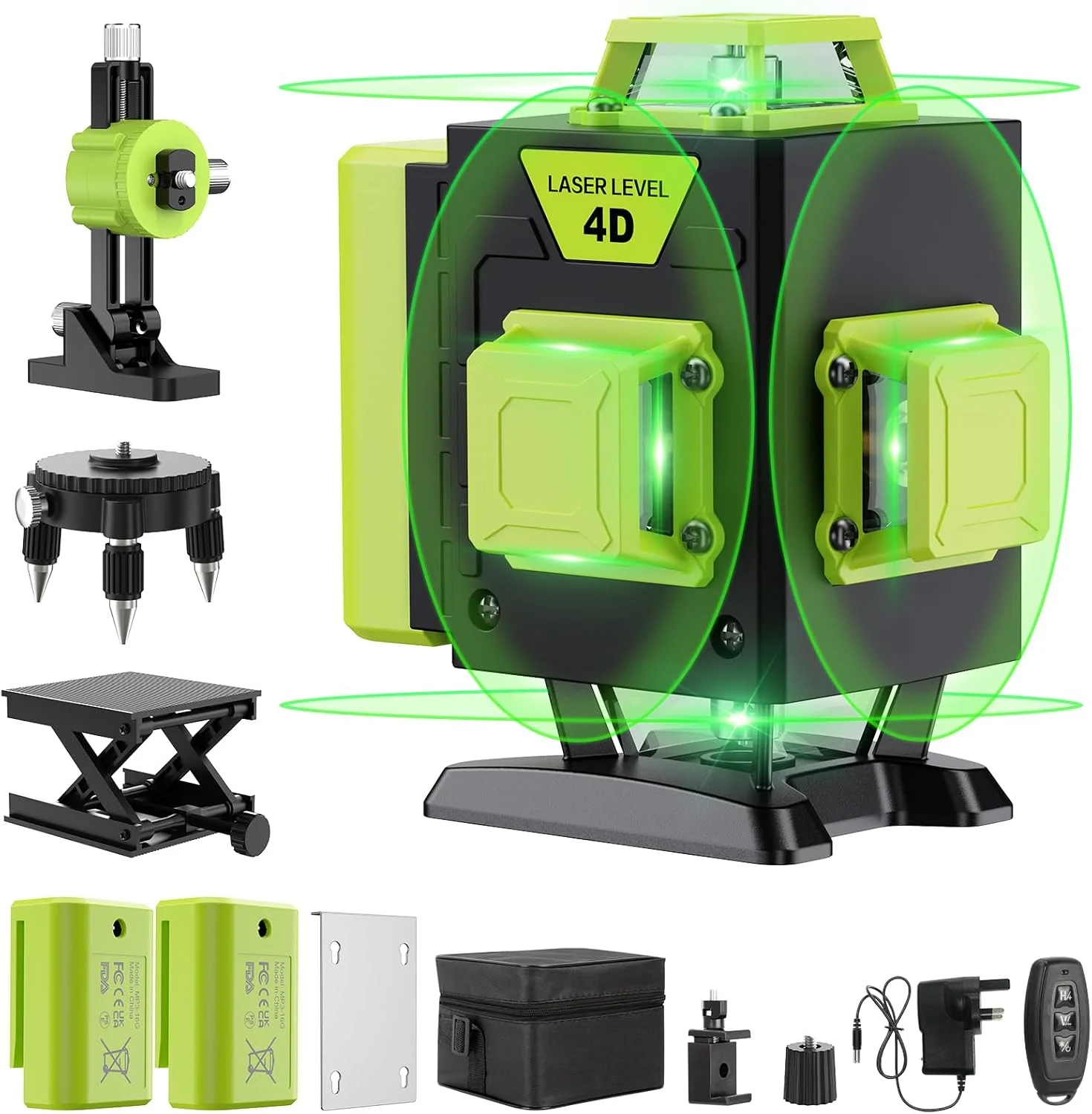 تراز لیزری سبز خودتراز شونده 4x360 درجه، 16 خط لیزر سبز برای ساخت و ساز و آویزان کردن عکس، باتری قابل شارژ، کنترل از راه دور، پایه مغناطیسی چرخان شامل، عمودی و افقی تراز لیزری سبز خودتراز شونده 4x360 درجه، 16 خط لیزر سبز برای ساخت و ساز و آویزان کردن عکس، باتری قابل شارژ، کنترل از راه دور، پایه مغناطیسی چرخان شامل، عمودی و افقی