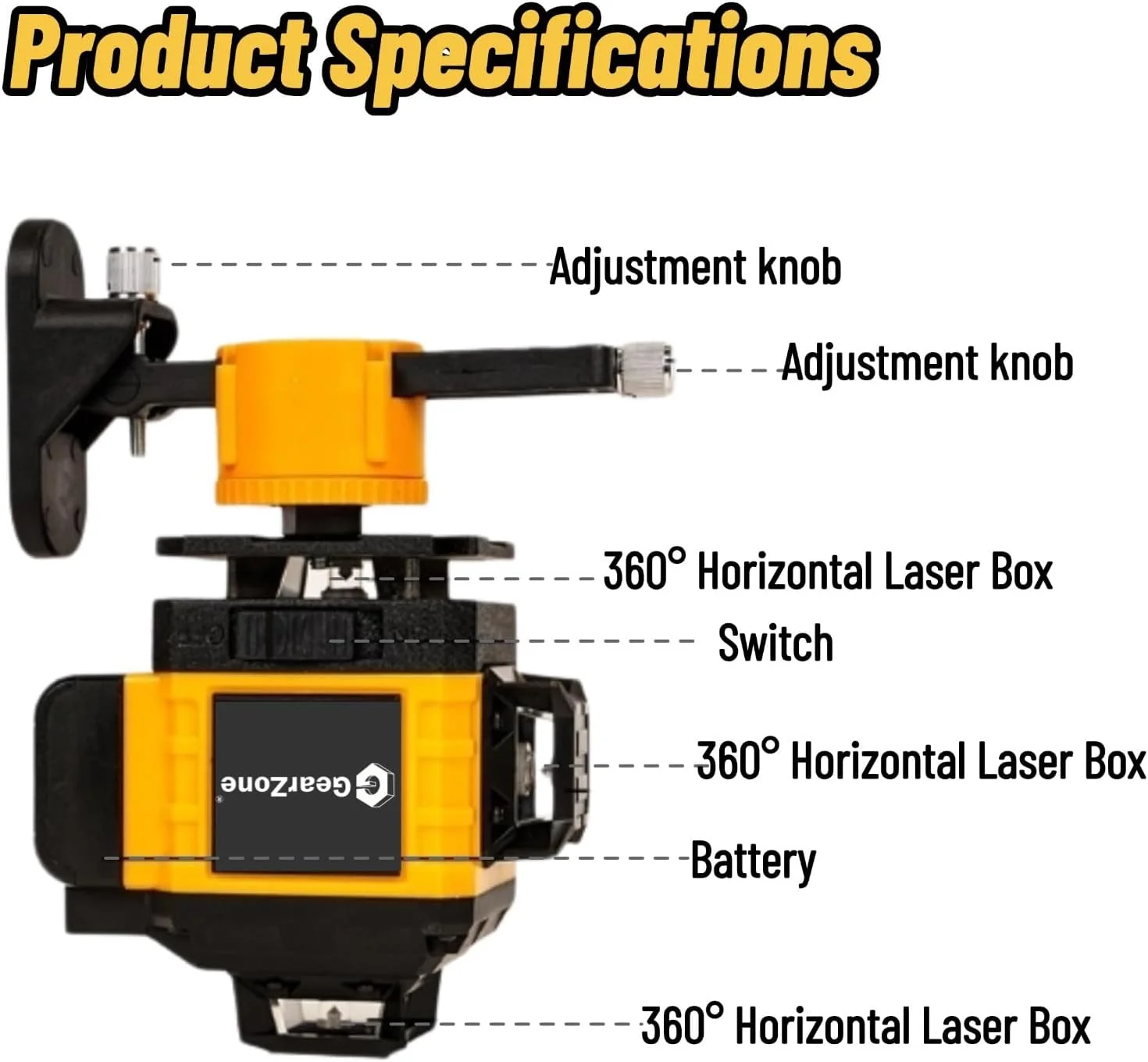 تراز لیزری 16 خطی 360 درجه خودتراز، 4x360 درجه حرفه ای 4D با خطوط متقاطع سبز رنگ برای ساخت و ساز و نصب تصاویر با 2 باتری، پایه مغناطیسی و کنترل از راه دور - نارنجی