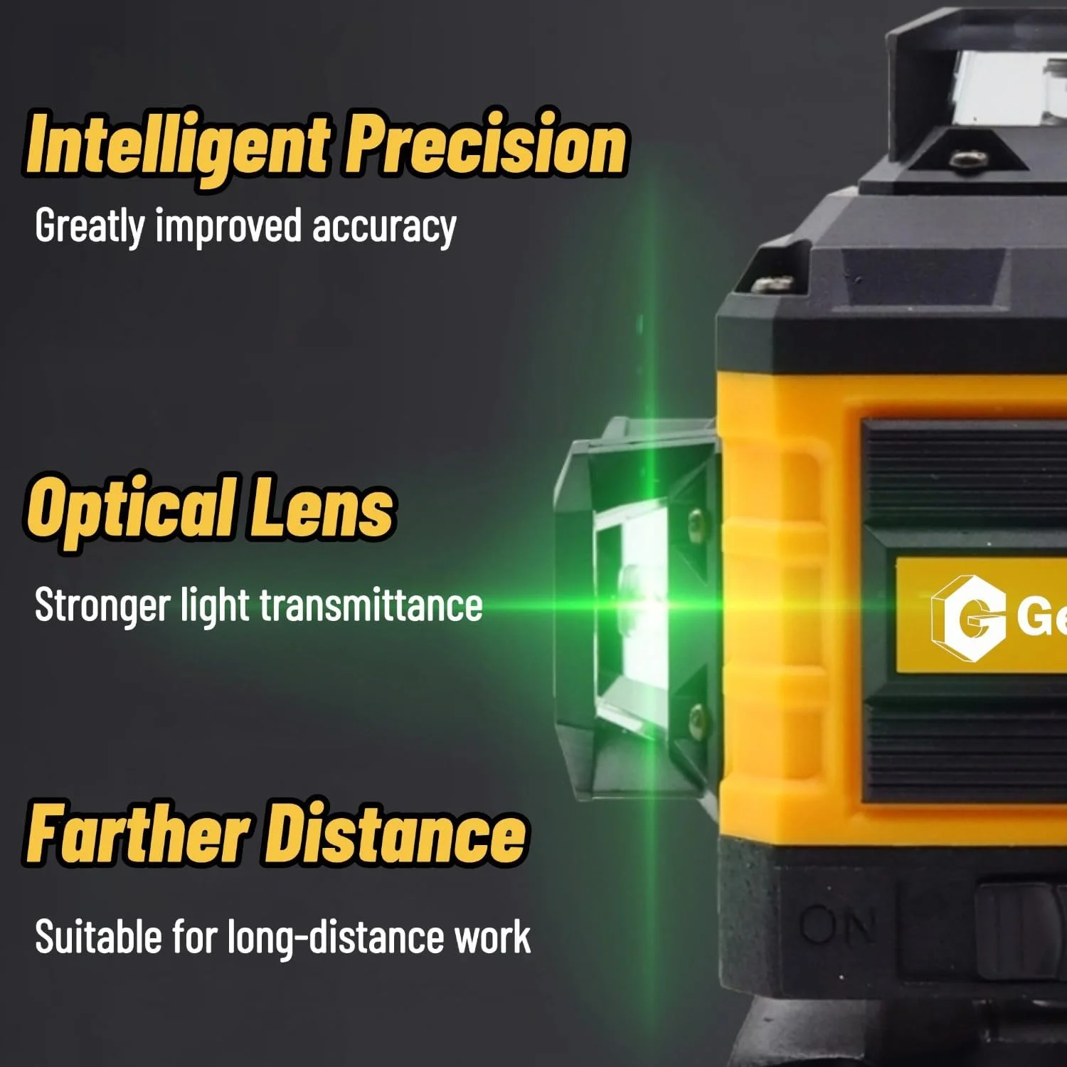 تراز لیزری 16 خطی 360 درجه خودتراز، 4x360 درجه حرفه ای 4D با خطوط متقاطع سبز رنگ برای ساخت و ساز و نصب تصاویر با 2 باتری، پایه مغناطیسی و کنترل از راه دور - نارنجی