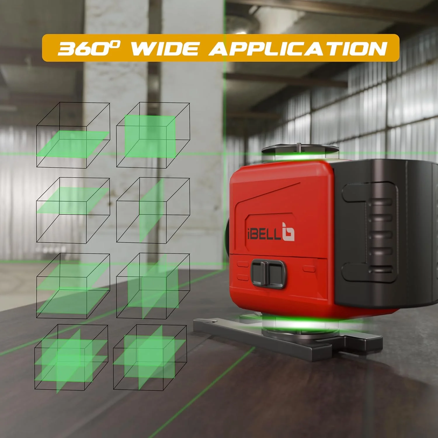 تراز لیزری خودتراز شونده 16 خطی حرفه ای با پرتو سبز آی بل مدل IBL LL5-16، 8 خط افقی و 8 خط عمودی، دقت ±1mm کلاس II، سازگار با سه پایه، به همراه 2 باتری قابل شارژ برای مصارف خانگی، DIY و حرفه ای تراز لیزری خودتراز شونده 16 خطی حرفه ای با پرتو سبز آی بل مدل IBL LL5-16، 8 خط افقی و 8 خط عمودی، دقت ±1mm کلاس II، سازگار با سه پایه، به همراه 2 باتری قابل شارژ برای مصارف خانگی، DIY و حرفه ای