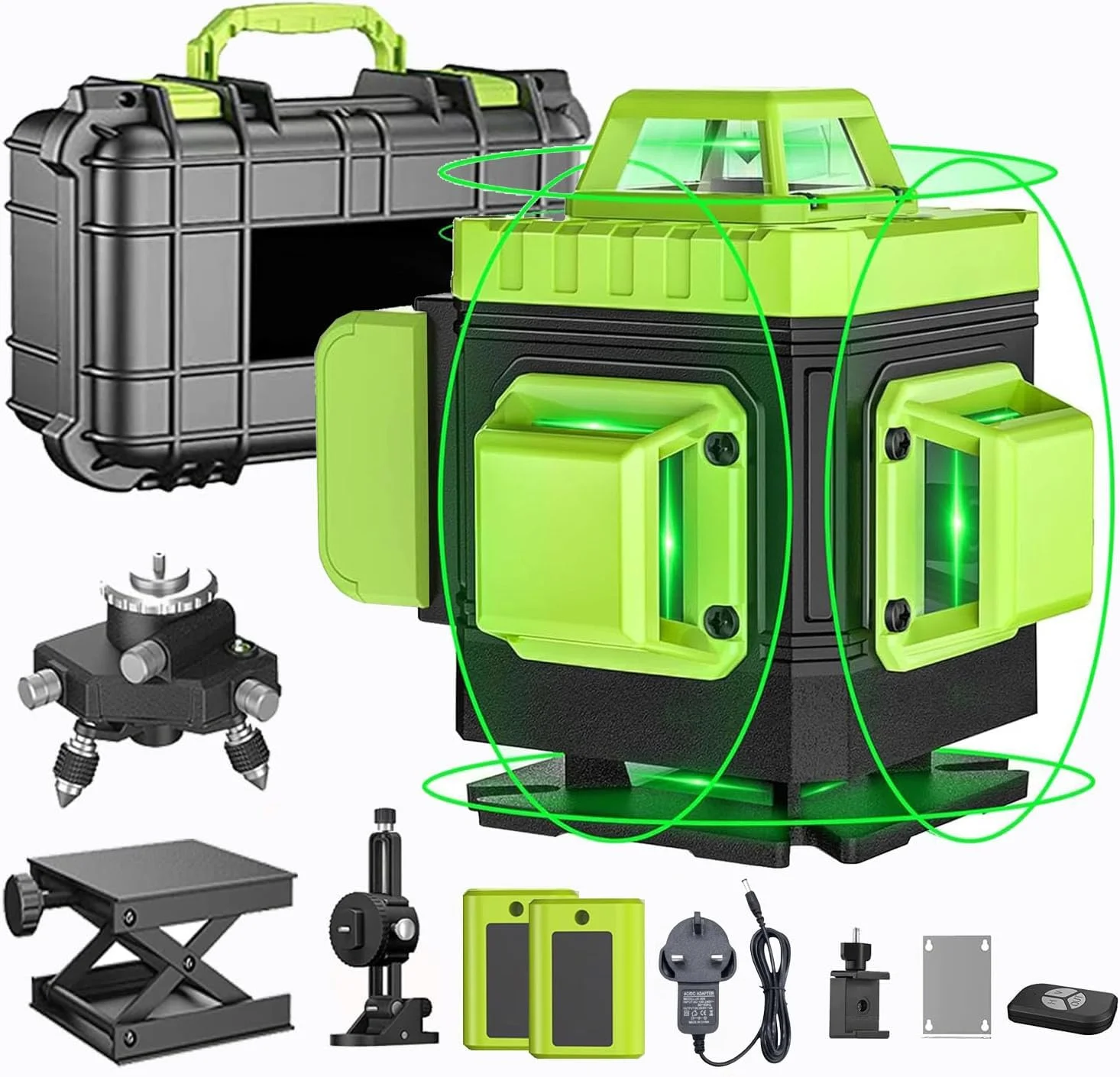 تراز لیزری 4D با قابلیت خودترازی 360 درجه، 4x360° خط لیزر متقاطع برای پروژه های ساختمانی، نوسازی، کاشی کف با 2 باتری، کنترل از راه دور با روشنایی قابل تنظیم، جعبه ابزار قابل حمل تراز لیزری 4D با قابلیت خودترازی 360 درجه، 4x360° خط لیزر متقاطع برای پروژه های ساختمانی، نوسازی، کاشی کف با 2 باتری، کنترل از راه دور با روشنایی قابل تنظیم، جعبه ابزار قابل حمل