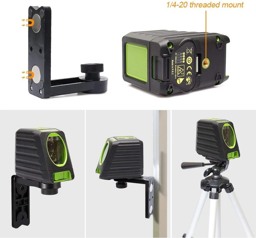 لیزر خطی خودتراز Huepar، لیزر قرمز مدل M-BOX-1R با برد 30 متر، لیزر متقاطع با قابلیت انتخاب پرتوهای لیزر عمودی و افقی، با پوشش کامل لاستیکی نرم، پایه مغناطیسی انعطاف پذیر