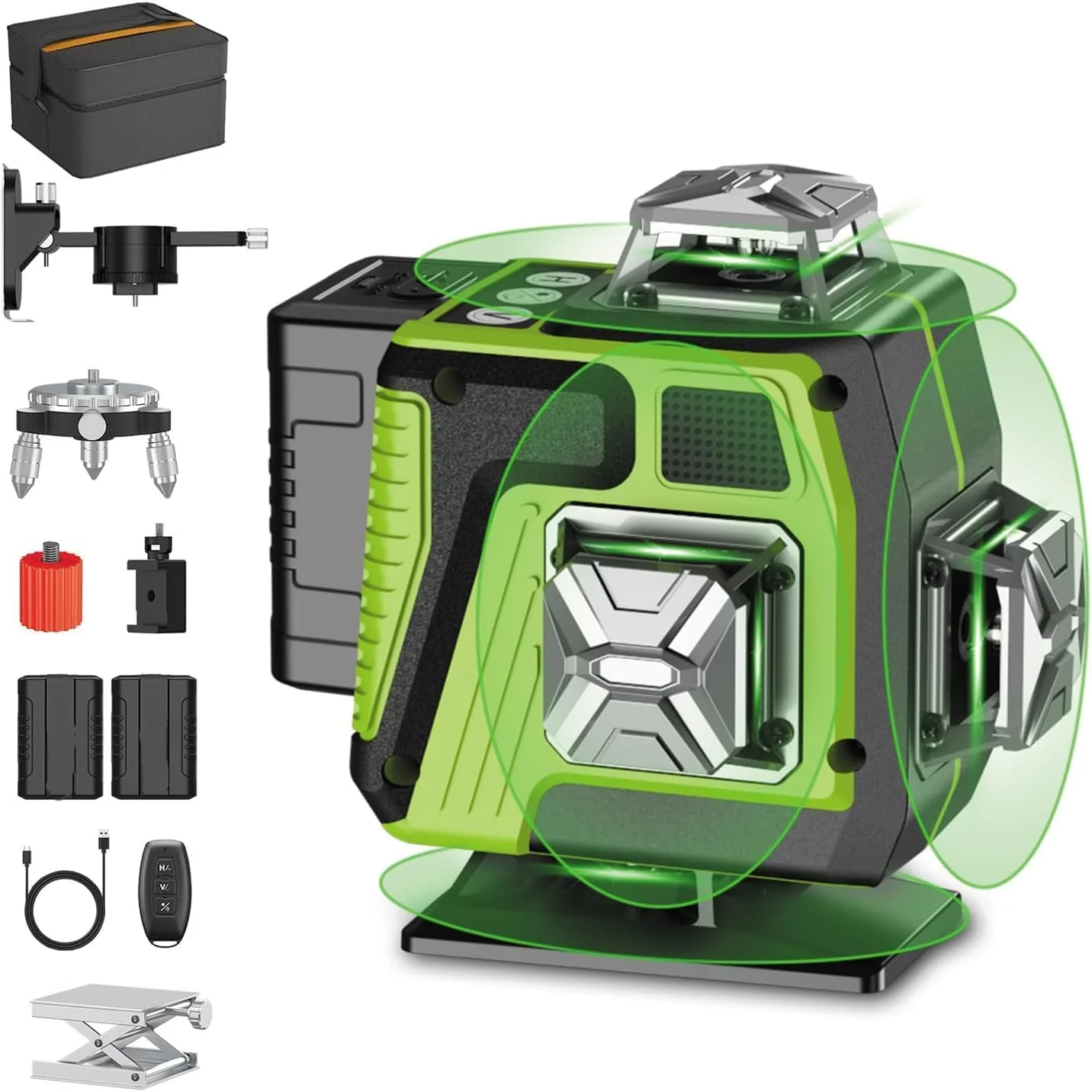 تراز لیزری 4D 360 خودتراز با سه پایه، لیزر خطی متقاطع 4x360 درجه برای نوسازی پروژه ساختمانی، کاشی کف با 2 باتری، روشنایی قابل تنظیم با کنترل از راه دور تراز لیزری 4D 360 خودتراز با سه پایه، لیزر خطی متقاطع 4x360 درجه برای نوسازی پروژه ساختمانی، کاشی کف با 2 باتری، روشنایی قابل تنظیم با کنترل از راه دور