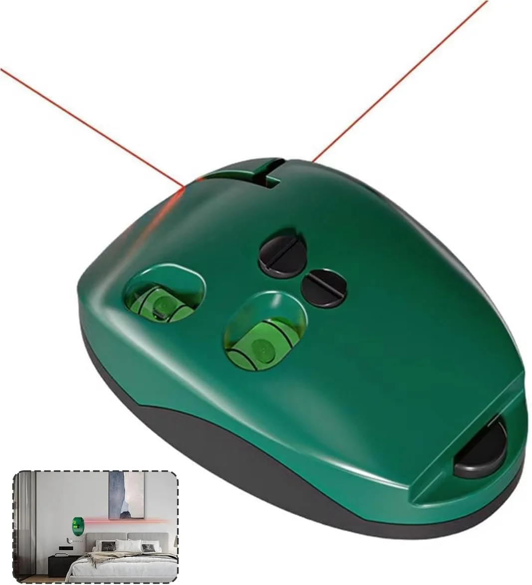 تراز لیزری خطی 90 درجه قرمز و سبز Serplex® با حباب های تراز افقی و عمودی خودکار، تراز لیزری چند سطحی با نور LED سبز، تراز خطی متقاطع خود تراز شونده با نور قرمز برای آویزان کردن قاب عکس