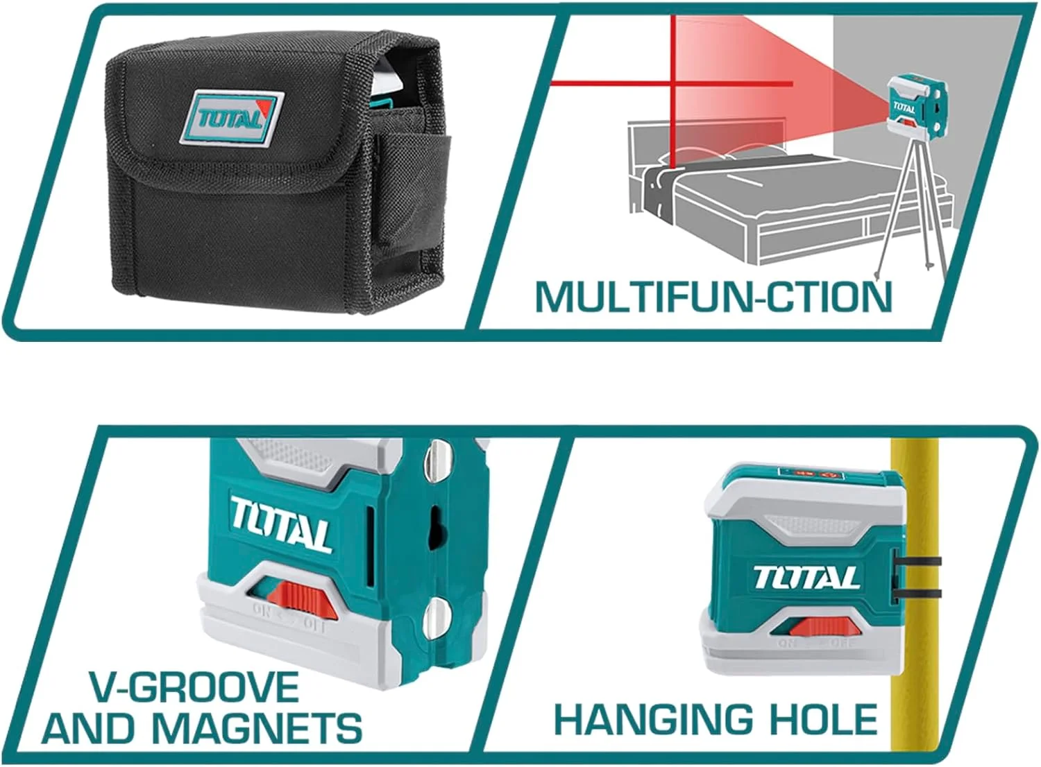 تراز لیزری خودتراز شونده توتال - خطوط چند منظوره، هشدار عدم تراز، قابل حمل و بادوام تراز لیزری خودتراز شونده توتال - خطوط چند منظوره، هشدار عدم تراز، قابل حمل و بادوام