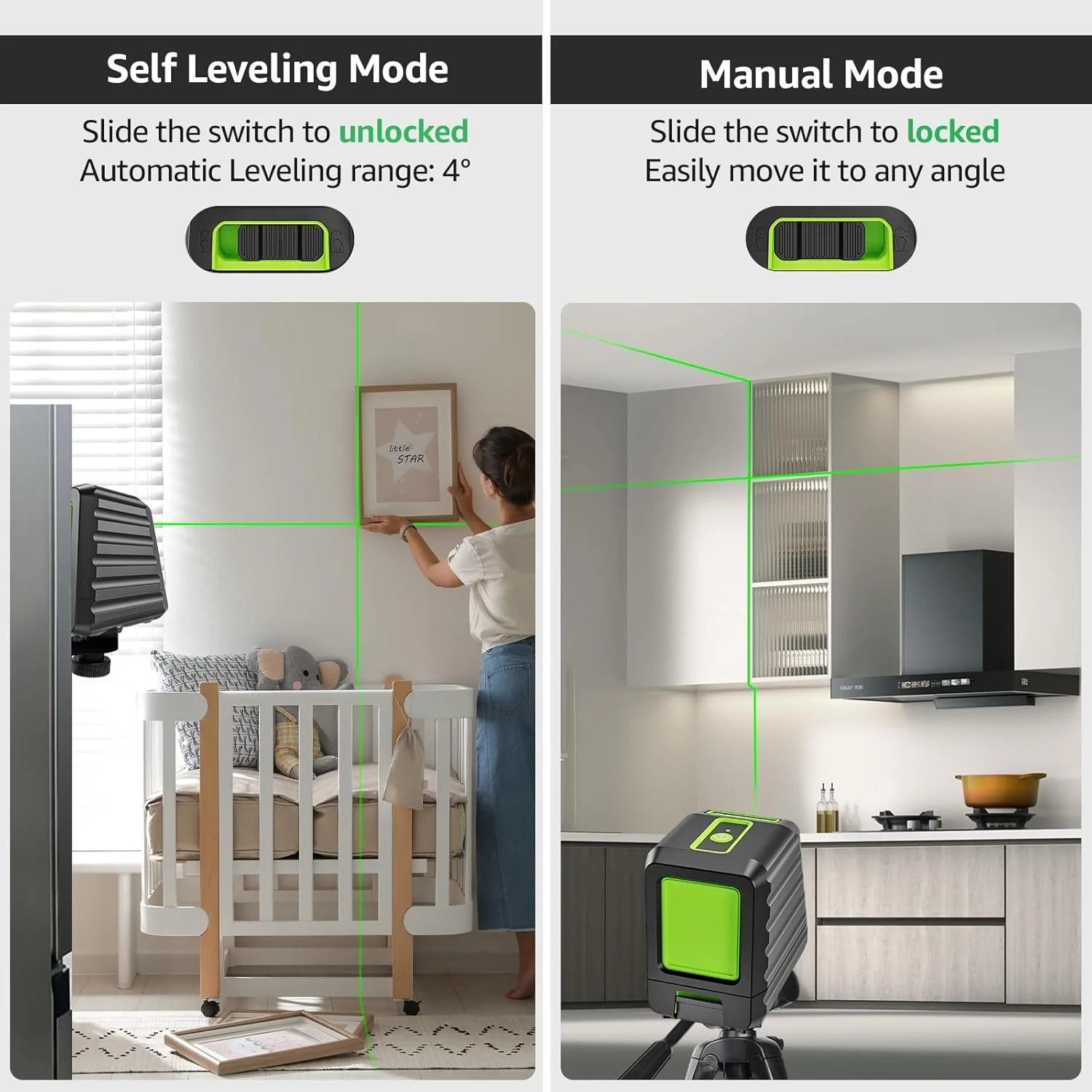 تراز لیزری خودتراز Huepar - Box-1G 45 متری با لیزر خطی سبز متقاطع مناسب فضای باز با پوشش پرتو عمودی 150 درجه، خطوط لیزری قابل انتخاب، پایه مغناطیسی 360 درجه و باتری تراز لیزری خودتراز Huepar - Box-1G 45 متری با لیزر خطی سبز متقاطع مناسب فضای باز با پوشش پرتو عمودی 150 درجه، خطوط لیزری قابل انتخاب، پایه مغناطیسی 360 درجه و باتری