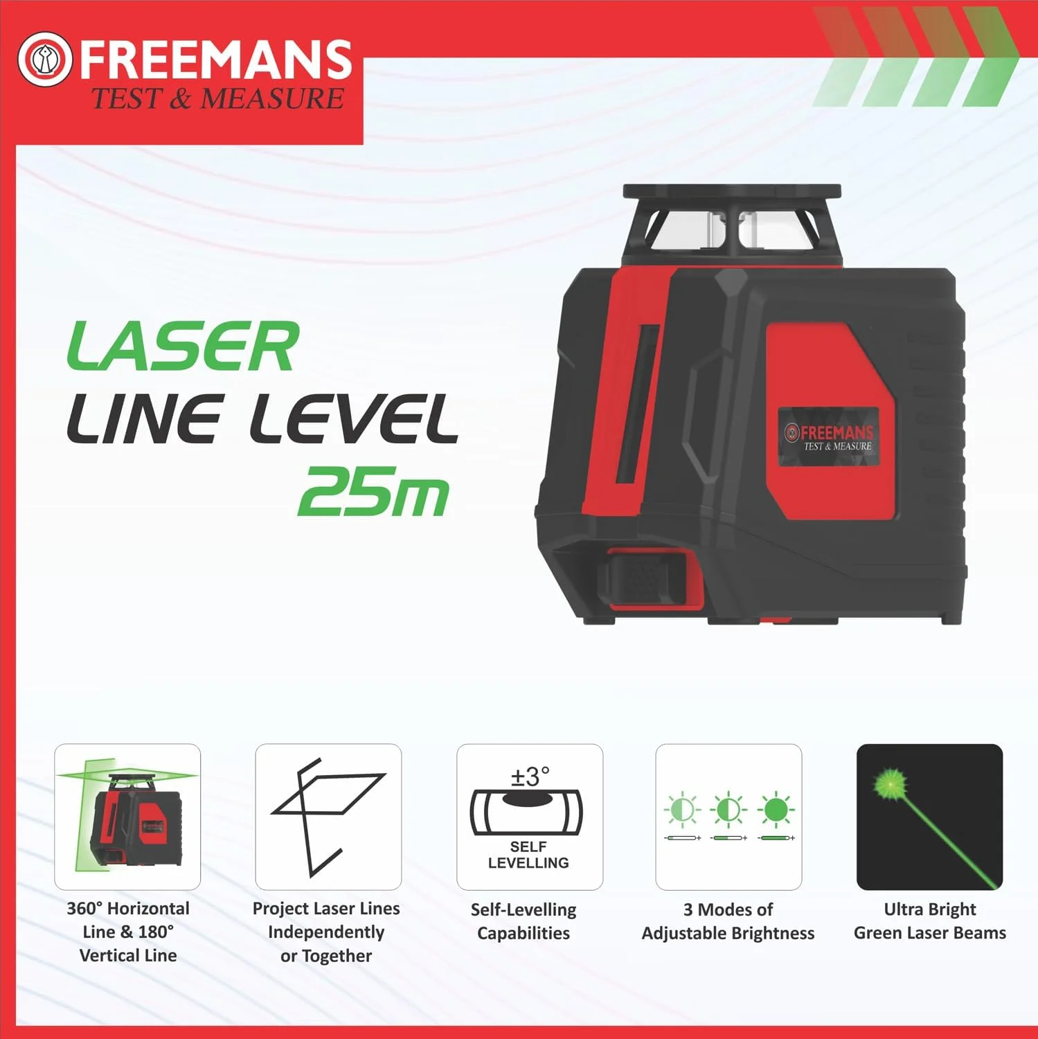تراز لیزری خطی حرفه ای FREEMANS PRO-LL25 - 25 متری