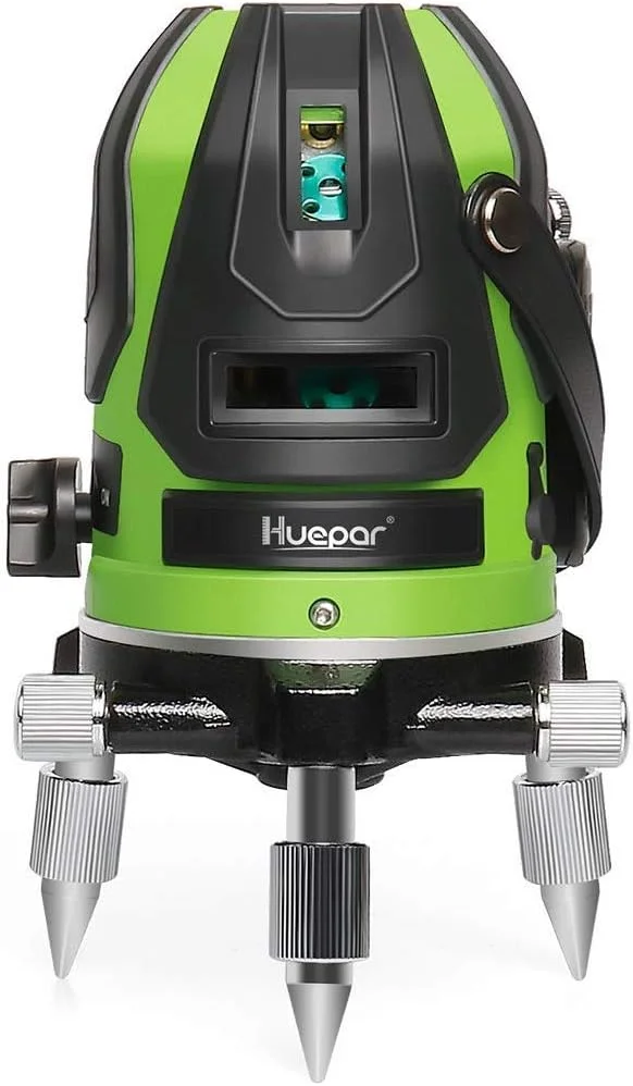 تراز لیزری چند خطی Huepar با پرتو سبز - 4 خط عمودی و 1 خط افقی با نقطه شاقول پایین - ابزار لیزر خودتراز - پایه چرخان 360 درجه، دارای کیف حمل سخت - 6141G تراز لیزری چند خطی Huepar با پرتو سبز - 4 خط عمودی و 1 خط افقی با نقطه شاقول پایین - ابزار لیزر خودتراز - پایه چرخان 360 درجه، دارای کیف حمل سخت - 6141G