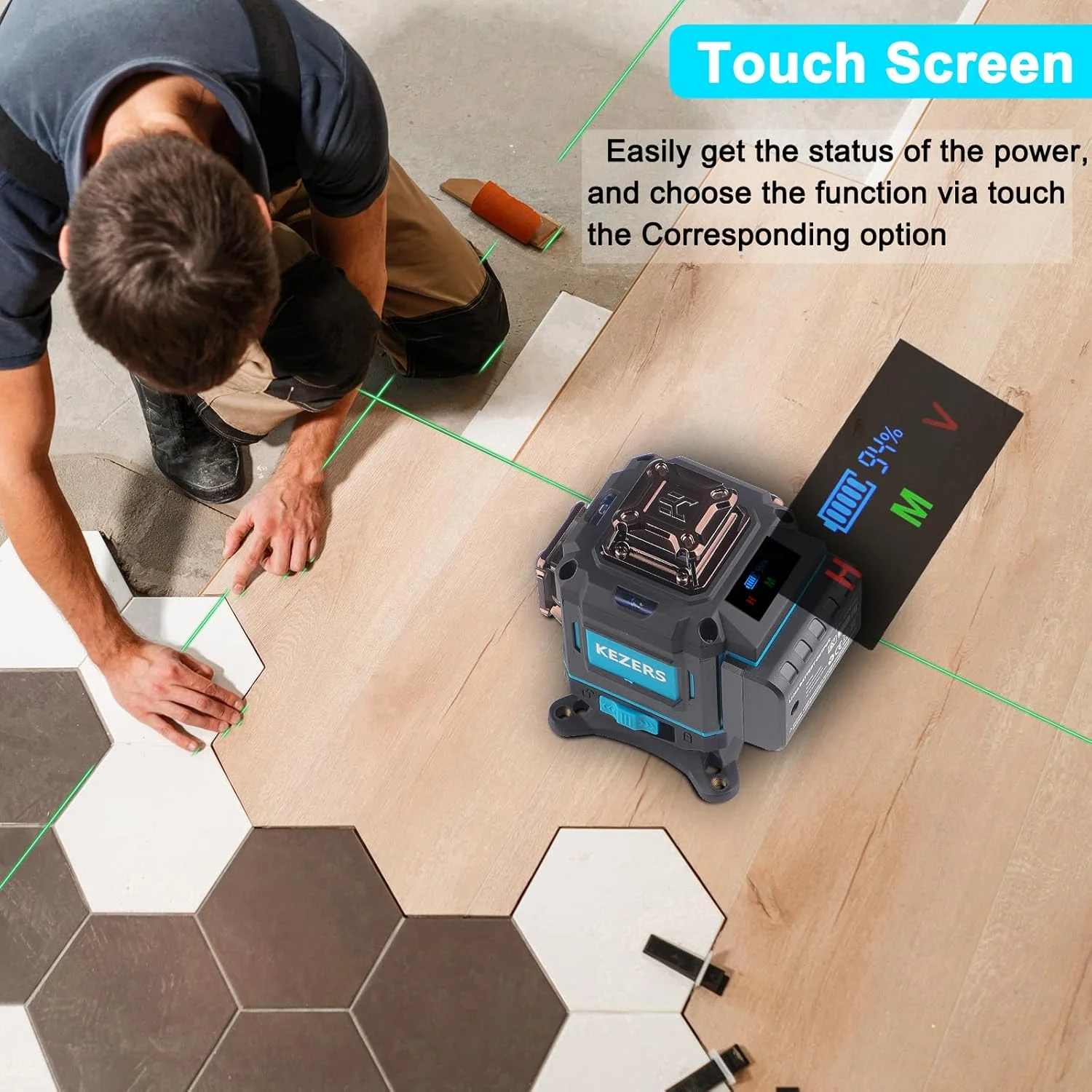 تراز لیزری 360 خودتراز KEZERS، تراز لیزری 4 x 360 با صفحه نمایش، ابزار تراز خط لیزری سبز با حالت پالس برای ساخت و ساز و آویزان کردن تصاویر، کنترل از راه دور تراز لیزری 360 خودتراز KEZERS، تراز لیزری 4 x 360 با صفحه نمایش، ابزار تراز خط لیزری سبز با حالت پالس برای ساخت و ساز و آویزان کردن تصاویر، کنترل از راه دور