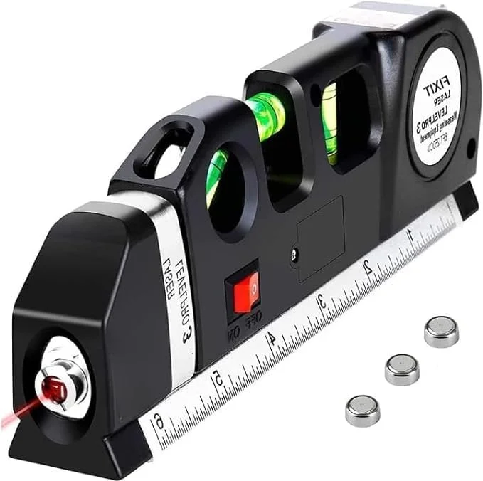 ابزار تراز لیزری چند منظوره REBENUO، کیت تراز لیزری استاندارد خطی با خط لیزری و نوار اندازه گیری و خط کش مدرج قابل تنظیم ابزار تراز لیزری چند منظوره REBENUO، کیت تراز لیزری استاندارد خطی با خط لیزری و نوار اندازه گیری و خط کش مدرج قابل تنظیم