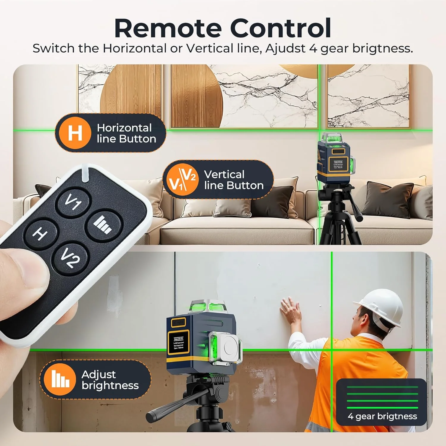 تراز لیزری خودتراز CIGMAN، 3x360° 3D خط سبز متقاطع برای ساخت و ساز و نصب تصاویر، باتری قابل شارژ، کنترل از راه دور، پایه مغناطیسی چرخان تراز لیزری خودتراز CIGMAN، 3x360° 3D خط سبز متقاطع برای ساخت و ساز و نصب تصاویر، باتری قابل شارژ، کنترل از راه دور، پایه مغناطیسی چرخان