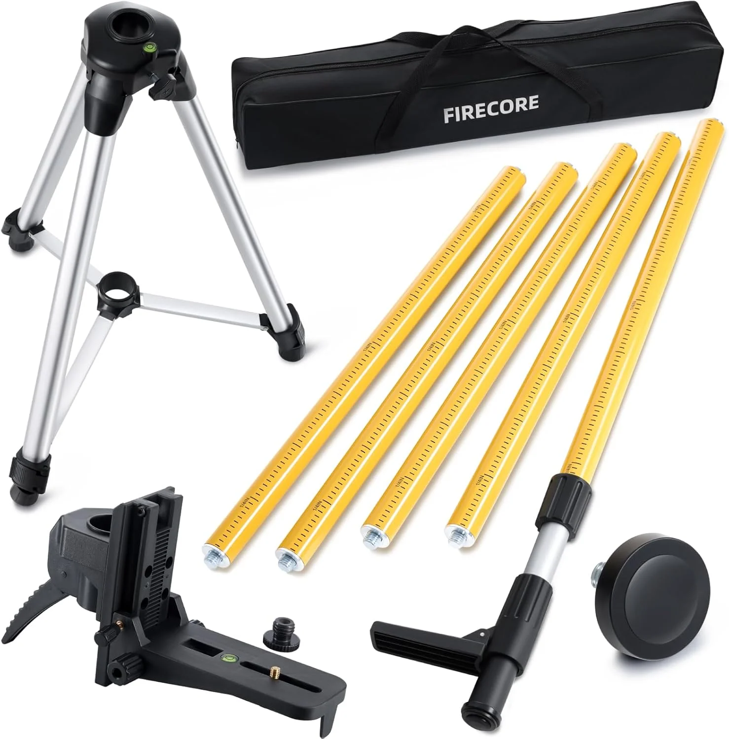 میله تراز لیزری حرفه ای Firecore به طول 3.7 متر با سه پایه و پایه لیزری 1/4 اینچی در 20 اینچ برای لیزرهای چرخشی و خطی، میله تلسکوپی قابل تنظیم با آداپتور رزوه ای 5/8 اینچی - FLP370C میله تراز لیزری حرفه ای Firecore به طول 3.7 متر با سه پایه و پایه لیزری 1/4 اینچی در 20 اینچ برای لیزرهای چرخشی و خطی، میله تلسکوپی قابل تنظیم با آداپتور رزوه ای 5/8 اینچی - FLP370C