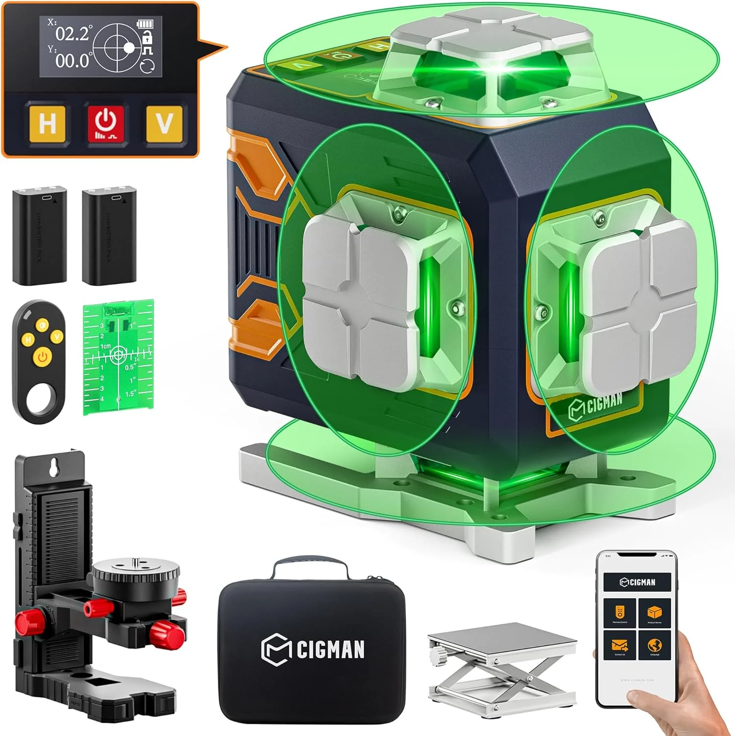 تراز لیزری سایگمن 4x360° با 16 خط، دارای کنترل از راه دور و اپلیکیشن، لیزر خطی متقاطع خودتراز شونده سبز، خط عمودی/افقی 4 بعدی برای ساخت و ساز، بازسازی خانه، آویزان کردن تصاویر تراز لیزری سایگمن 4x360° با 16 خط، دارای کنترل از راه دور و اپلیکیشن، لیزر خطی متقاطع خودتراز شونده سبز، خط عمودی/افقی 4 بعدی برای ساخت و ساز، بازسازی خانه، آویزان کردن تصاویر