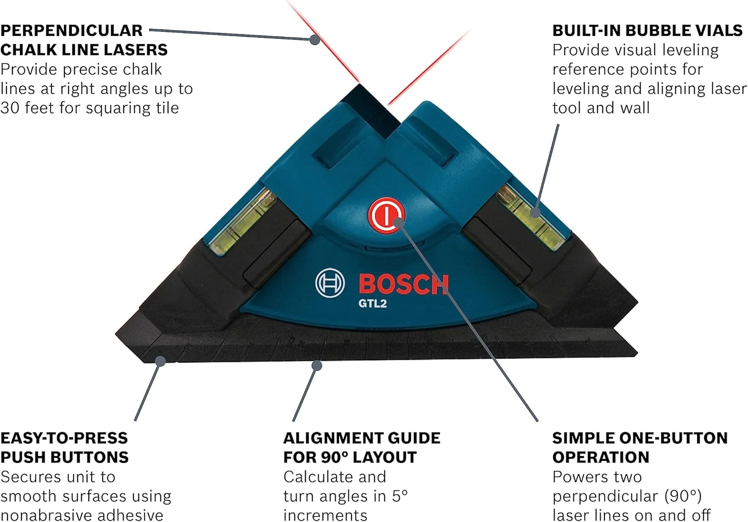 مربع لیزری تراز BOSCH GTL2 به همراه نوارهای چسبی نصب مربع لیزری تراز BOSCH GTL2 به همراه نوارهای چسبی نصب