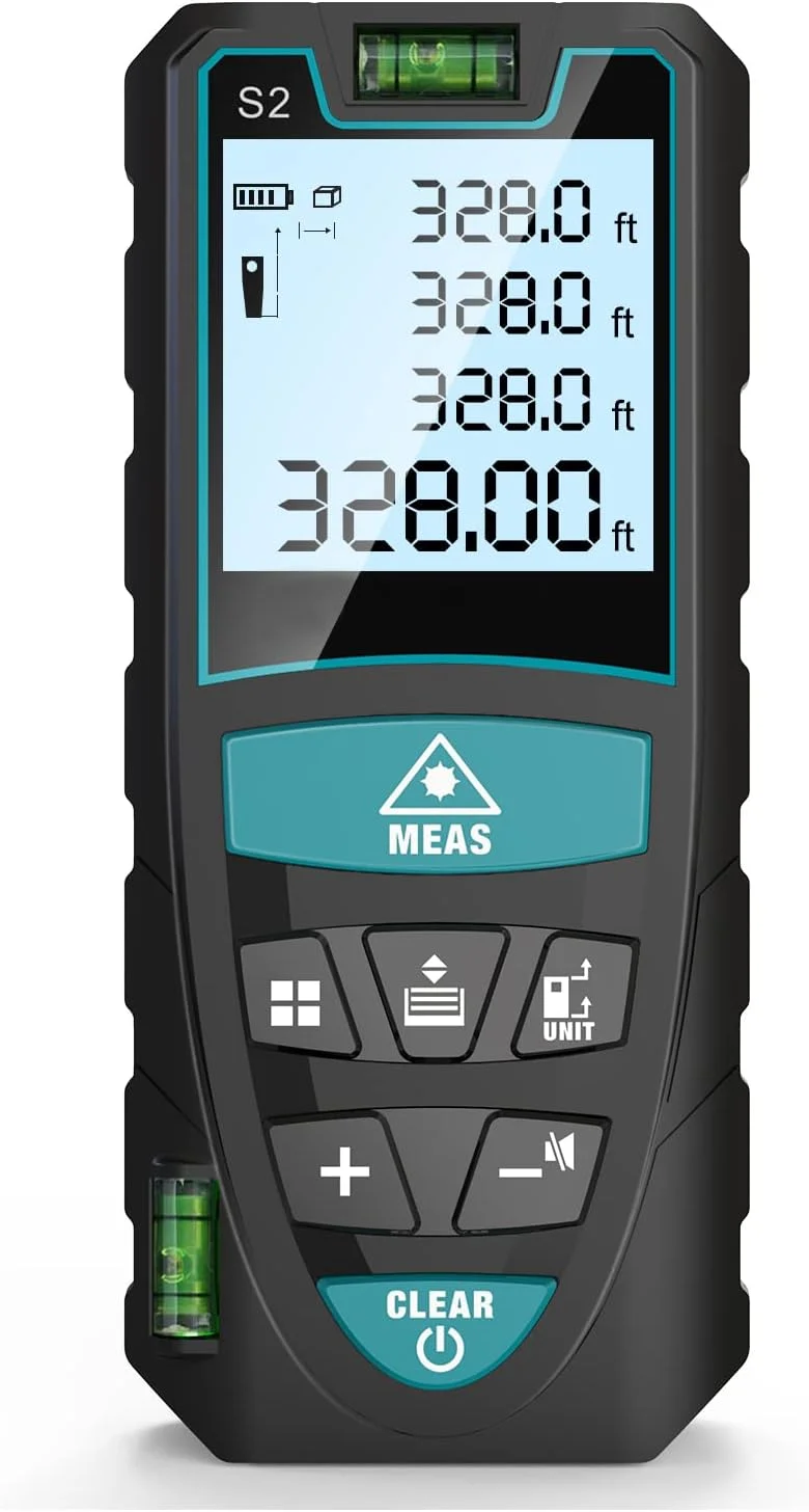 متر لیزری، متر فاصله یاب لیزری دیجیتال Mileseey با 2 تراز حبابی، تغییر واحد M/In/Ft، LCD با نور پس زمینه و حالت فیثاغورس، اندازه گیری فاصله، مساحت و حجم متر لیزری، متر فاصله یاب لیزری دیجیتال Mileseey با 2 تراز حبابی، تغییر واحد M/In/Ft، LCD با نور پس زمینه و حالت فیثاغورس، اندازه گیری فاصله، مساحت و حجم