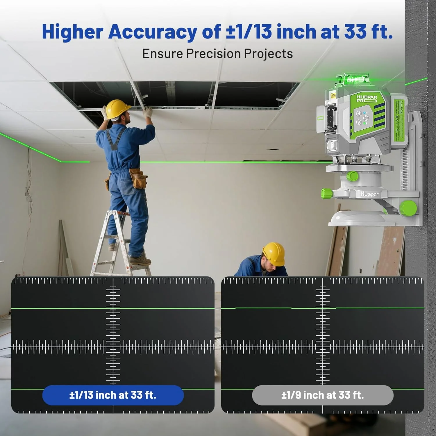 تراز لیزری خودتراز HueparPro 360، ابزار لیزر خطی متقاطع سبز 4x360 درجه با کنترل از راه دور و باتری لیتیوم یونی قابل شارژ 8000 میلی آمپر ساعتی، لیزر 4 بعدی با دقت بالا برای ساخت و ساز، براکت مغناطیسی - ZK04CG تراز لیزری خودتراز HueparPro 360، ابزار لیزر خطی متقاطع سبز 4x360 درجه با کنترل از راه دور و باتری لیتیوم یونی قابل شارژ 8000 میلی آمپر ساعتی، لیزر 4 بعدی با دقت بالا برای ساخت و ساز، براکت مغناطیسی - ZK04CG