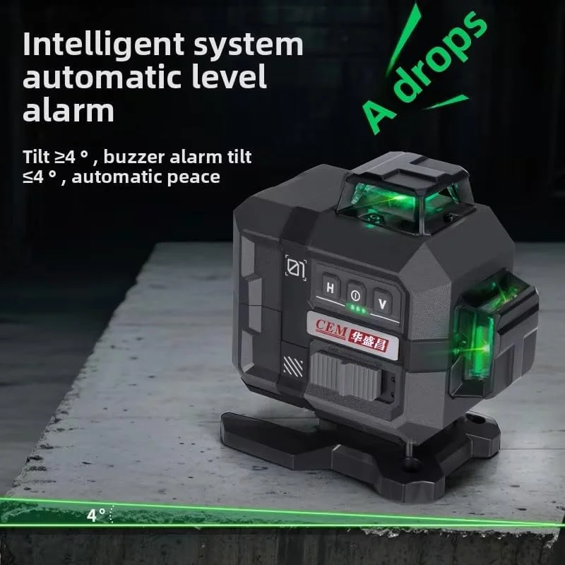 تراز لیزری سبز 16 خط CEM، 4x360 درجه خودتراز، خطوط متقاطع افقی و عمودی 4 بعدی با دقت ±3 میلی متر، ضد آب IP54، کنترل از راه دور، کیت کامل برای ساخت و ساز و بازسازی خانه تراز لیزری سبز 16 خط CEM، 4x360 درجه خودتراز، خطوط متقاطع افقی و عمودی 4 بعدی با دقت ±3 میلی متر، ضد آب IP54، کنترل از راه دور، کیت کامل برای ساخت و ساز و بازسازی خانه