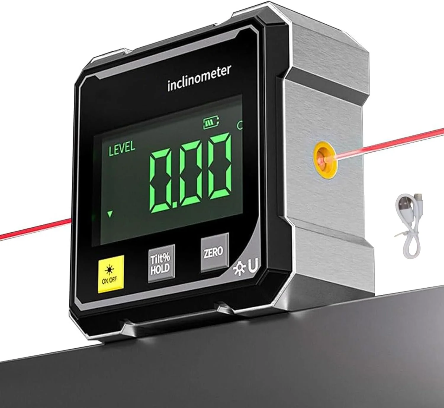 شیب سنج دیجیتال مغناطیسی 4 طرفه با لیزر، زاویه سنج با نور پس زمینه، مناسب برای نجاری، اره میزی و ساخت و ساز (1 عدد) شیب سنج دیجیتال مغناطیسی 4 طرفه با لیزر، زاویه سنج با نور پس زمینه، مناسب برای نجاری، اره میزی و ساخت و ساز (1 عدد)