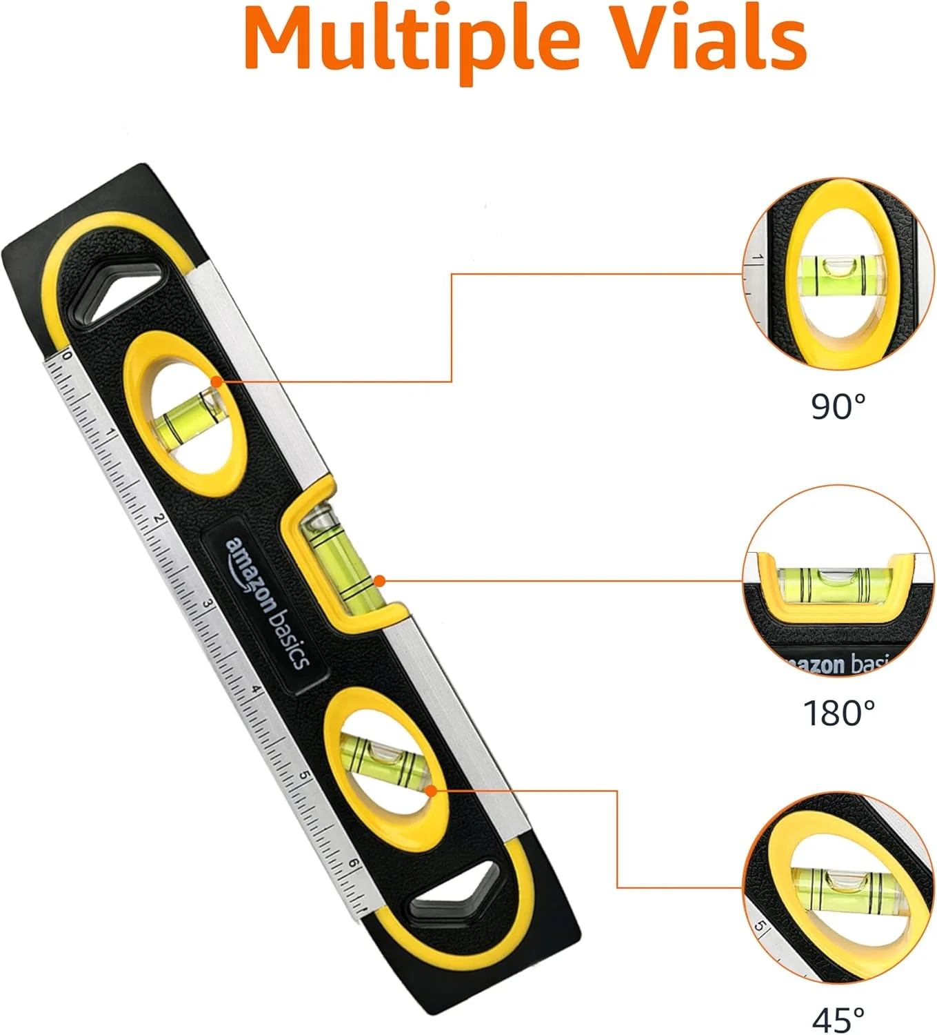 تراز مغناطیسی و خط کش آمازون بیسیکس، 17.78 سانتی متر، حباب های 180/90/45 درجه، مشکی تراز مغناطیسی و خط کش آمازون بیسیکس، 17.78 سانتی متر، حباب های 180/90/45 درجه، مشکی