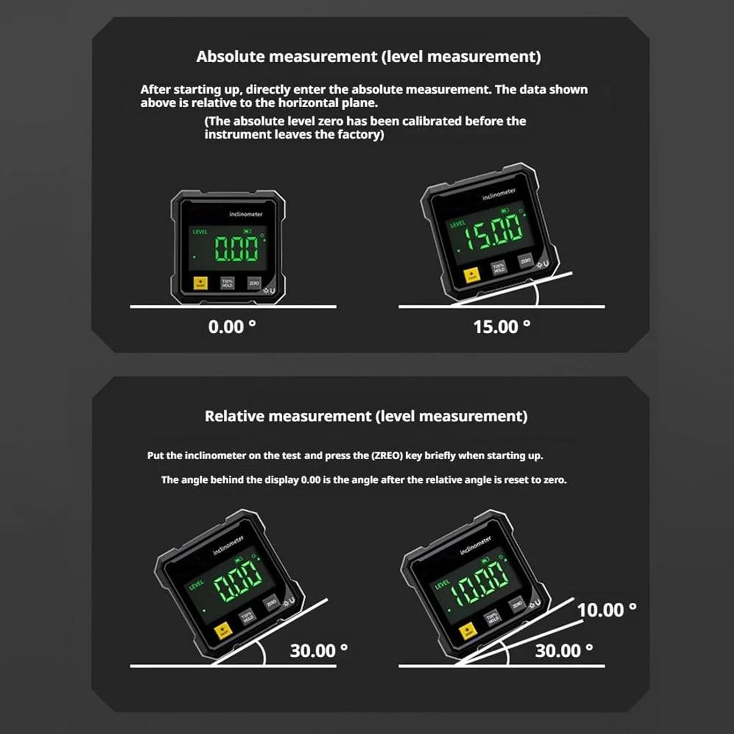 شیب سنج دیجیتال مغناطیسی 4 طرفه با لیزر، زاویه سنج با نور پس زمینه، مناسب برای نجاری، اره میزی و ساخت و ساز (1 عدد) شیب سنج دیجیتال مغناطیسی 4 طرفه با لیزر، زاویه سنج با نور پس زمینه، مناسب برای نجاری، اره میزی و ساخت و ساز (1 عدد)