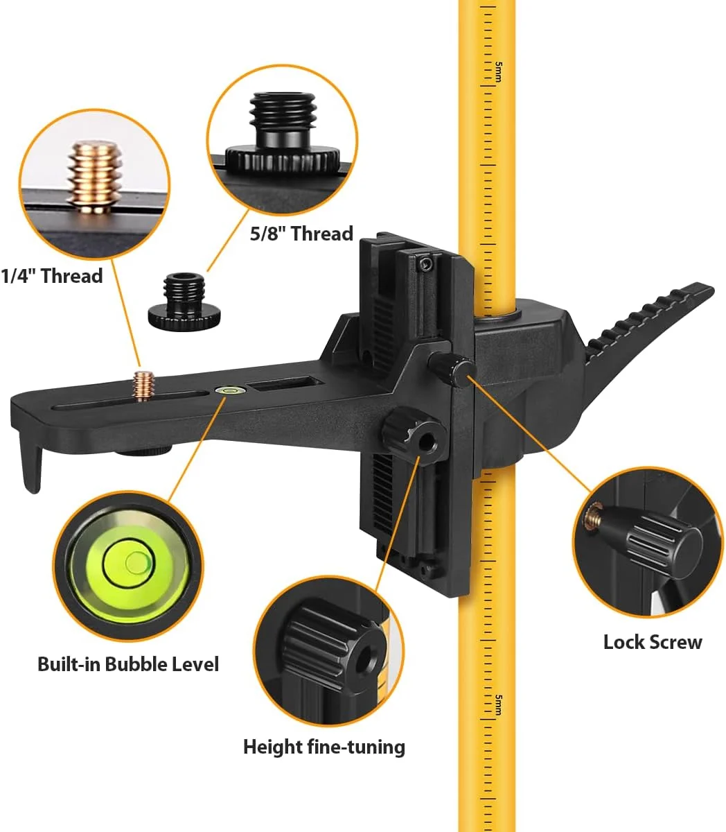 میله تلسکوپی 3.7 متری تاکامین با سه پایه تراز لیزری قابل تنظیم، پایه میله لیزری 1/4 اینچی در 20 اینچ برای ترازهای لیزری چرخشی شامل مهره آداپتور 5/8 اینچی -11 میله تلسکوپی 3.7 متری تاکامین با سه پایه تراز لیزری قابل تنظیم، پایه میله لیزری 1/4 اینچی در 20 اینچ برای ترازهای لیزری چرخشی شامل مهره آداپتور 5/8 اینچی -11
