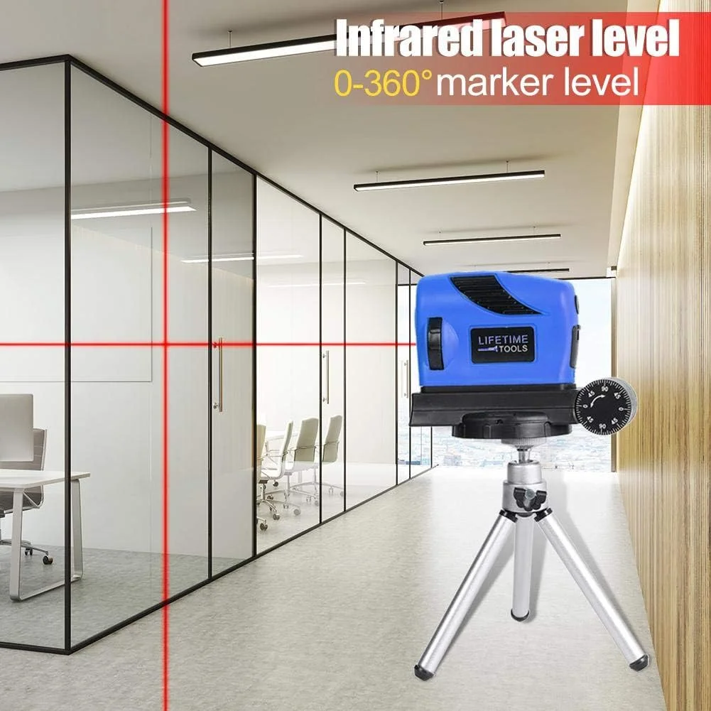 کیت تراز لیزری، تراز لیزری خودتراز خطی متقاطع، متر تراز لیزری مادون قرمز (آبی با نگهدارنده) کیت تراز لیزری، تراز لیزری خودتراز خطی متقاطع، متر تراز لیزری مادون قرمز (آبی با نگهدارنده)