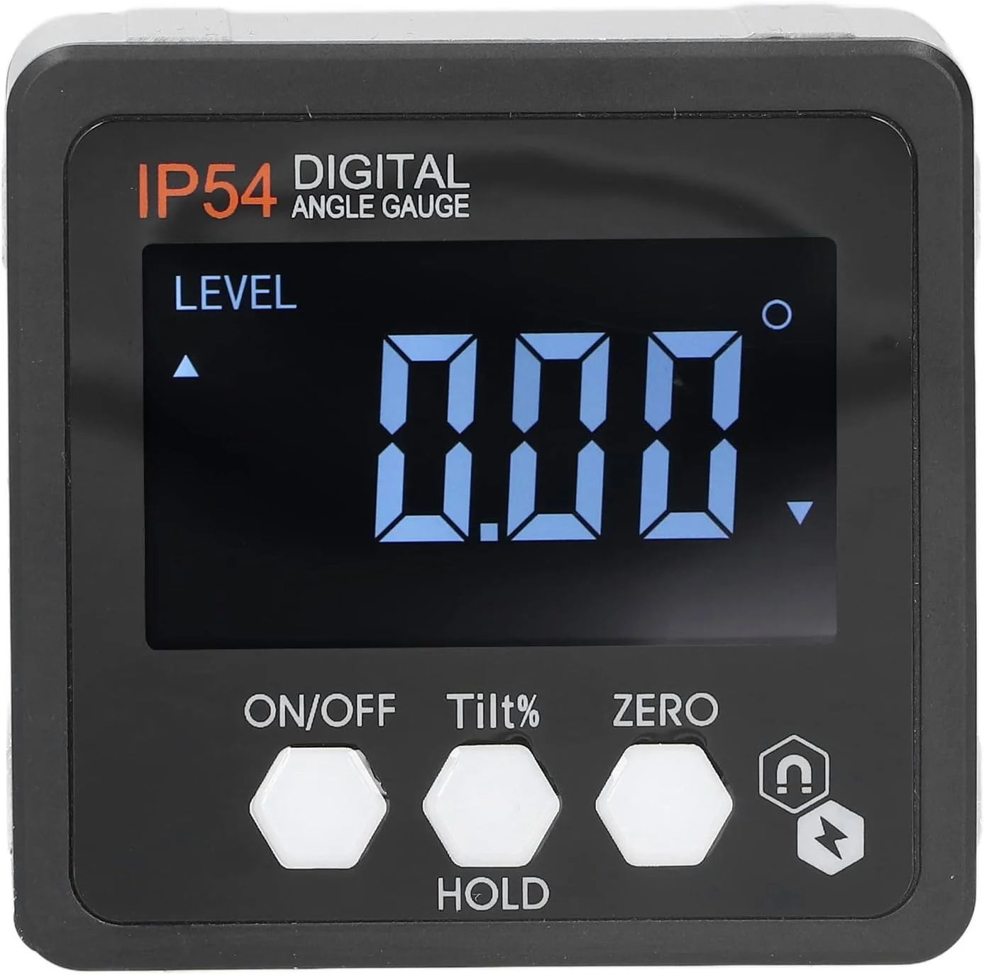 شیب سنج دیجیتال 360 درجه با پایه مغناطیسی، دقت 0.05 درجه، صفحه نمایش LCD، ضد آب IP54 برای نجاری، ساخت و ساز، خودرو