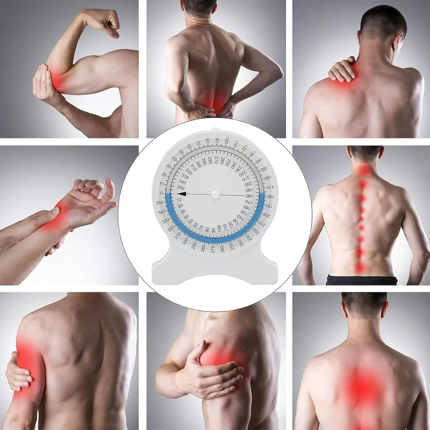 شیب سنج فیزیوتراپی TsoLay، شیب سنج دامنه حرکتی با صفحه تنظیم آسان، حباب با مهر و موم خوب مقاوم در برابر خراش و بدون نشتی، برای اندازه گیری گردن، شانه ها، باسن، مچ دست، پشت