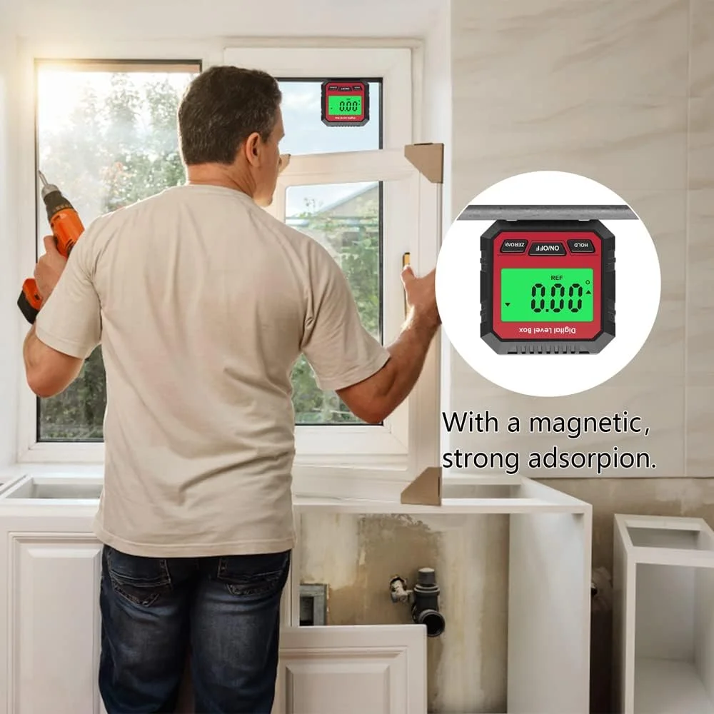 شیب سنج دیجیتال Labymos، اندازه گیری مطلق و نسبی زاویه، تبدیل زاویه و شیب، صفحه نمایش LCD با نور پس زمینه، شیب سنج چند منظوره