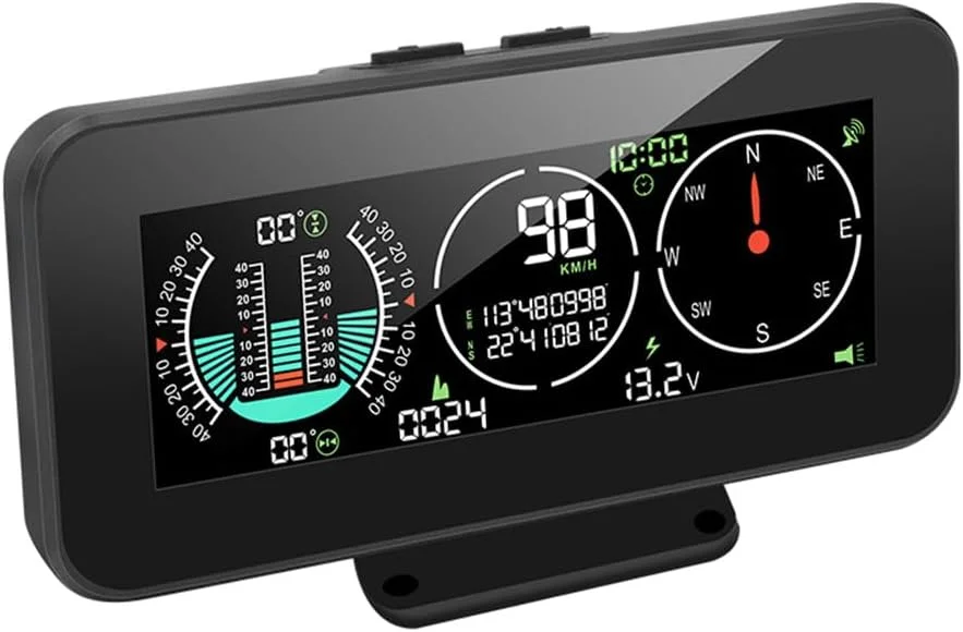 شیب سنج دیجیتال ELING GPS HUD، زاویه شیب، سرعت سنج MPH با قطب نما، تراز، شیب سنج چند منظوره خودرو برای خودرو ون 12V 24V