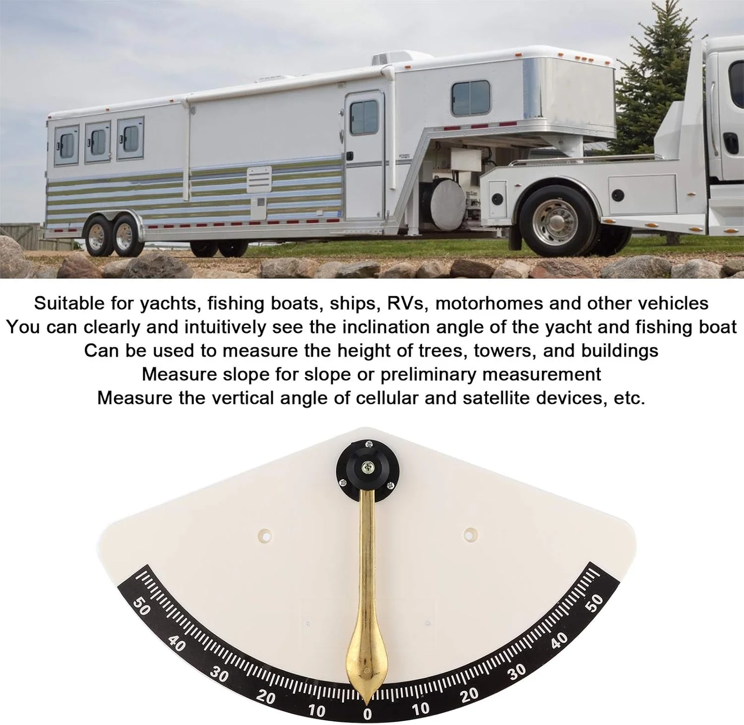 شیب سنج ±50 درجه، ابزار زاویه یاب شیب سنج برای کشتی ها، قایق ها، قایق تفریحی و RV