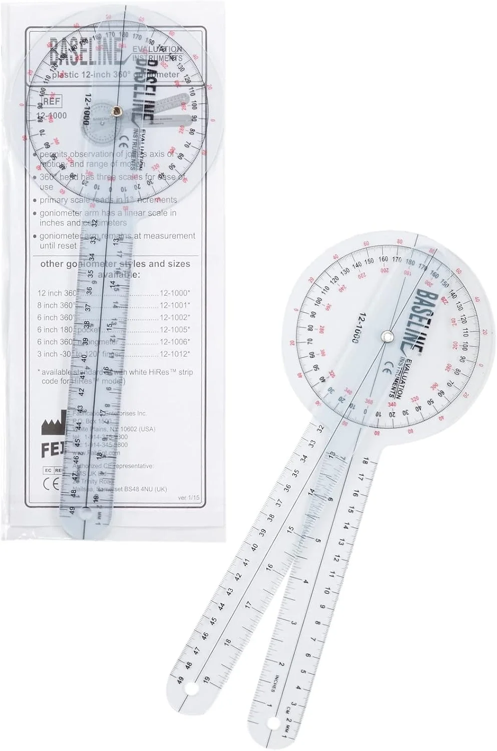 گونیومتر پلاستیکی با وضوح بالا 360 درجه ISOM، طول 12 اینچ