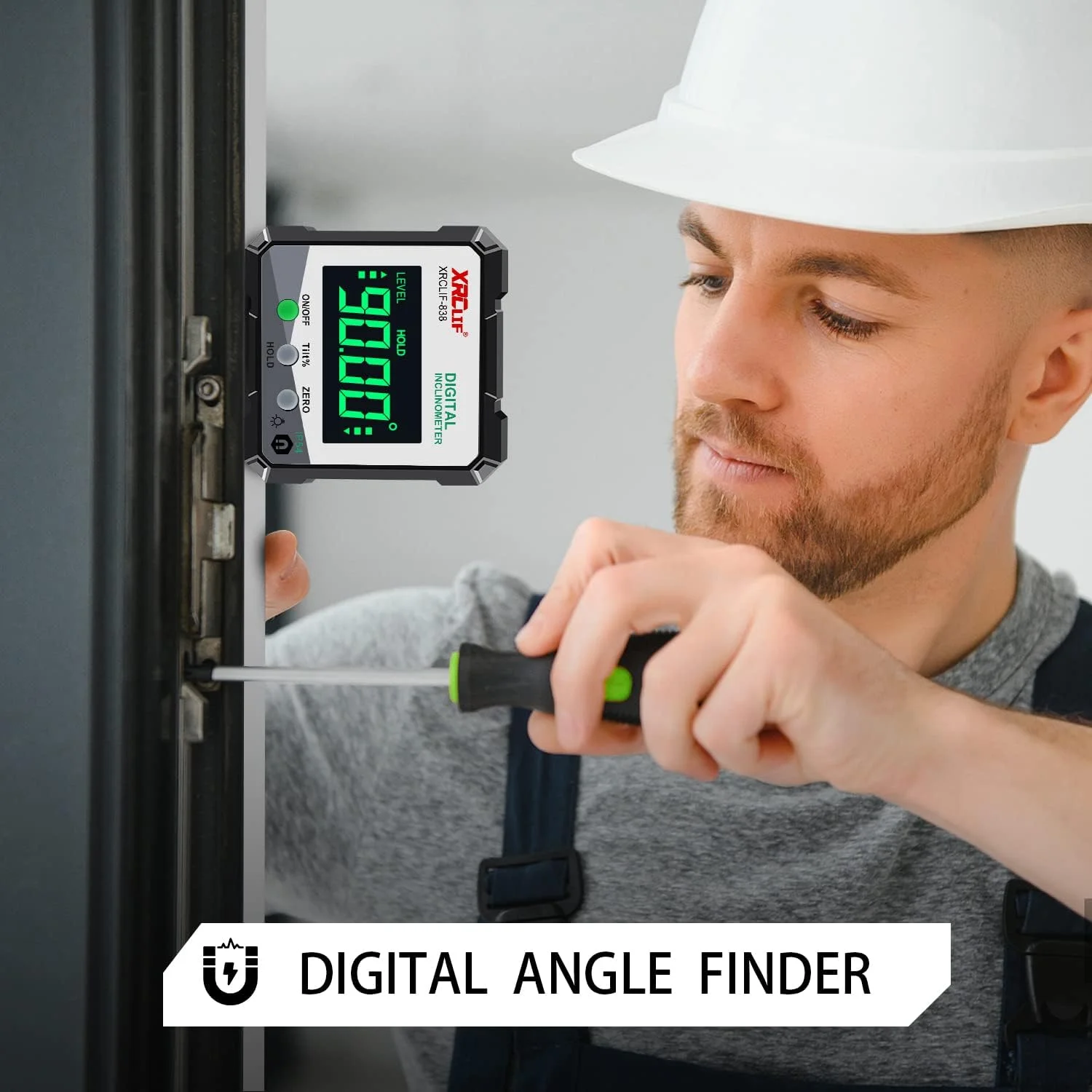 XRCLIF ترازوی زاویه ای دیجیتال، جعبه تراز پایه مغناطیسی، زاویه یاب، نقاله، ابزار اندازه گیری شیب سنج برای نجاری، ساختمان، بنایی