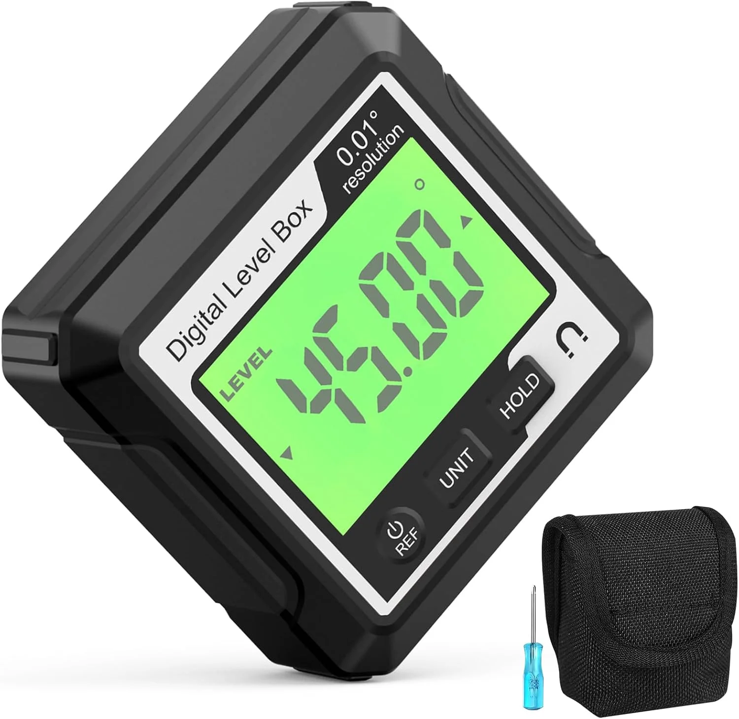 زاویه یاب دیجیتال با نور پس زمینه LCD، شیب سنج مغناطیسی، جعبه تراز، ابزار اندازه گیری زاویه قابل حمل، زاویه سنج با باتری برای نجاری و ساختمان