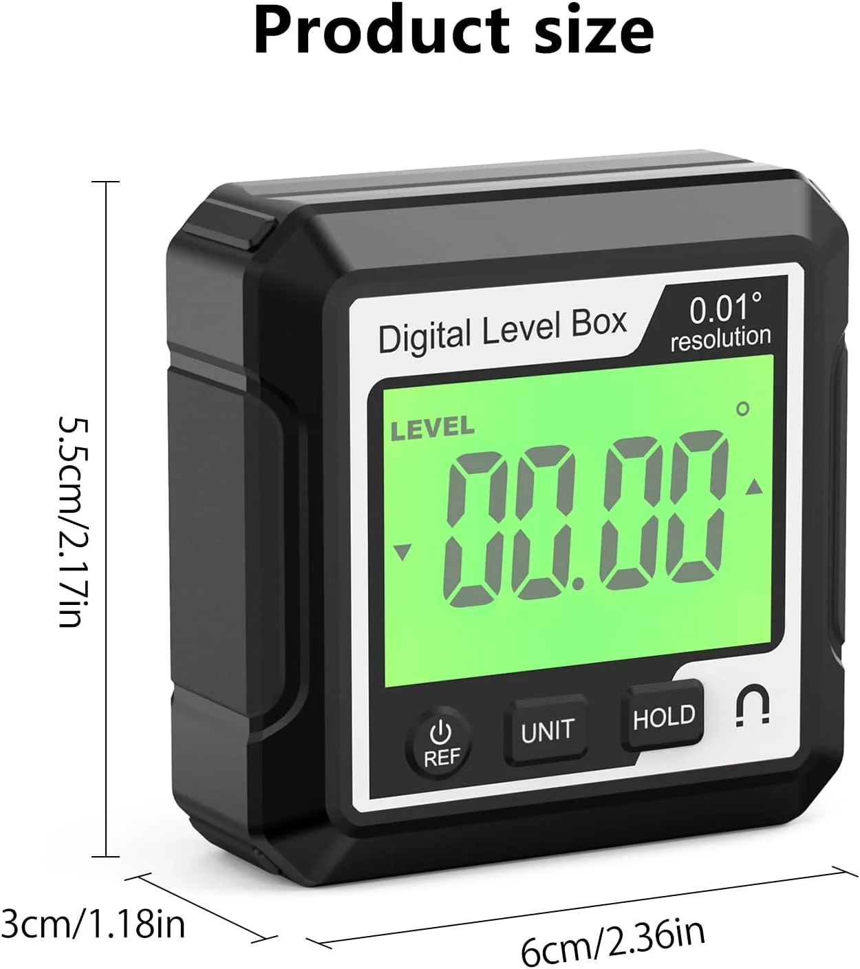 زاویه یاب دیجیتال با نور پس زمینه LCD، شیب سنج مغناطیسی، جعبه تراز، ابزار اندازه گیری زاویه قابل حمل، زاویه سنج با باتری برای نجاری و ساختمان