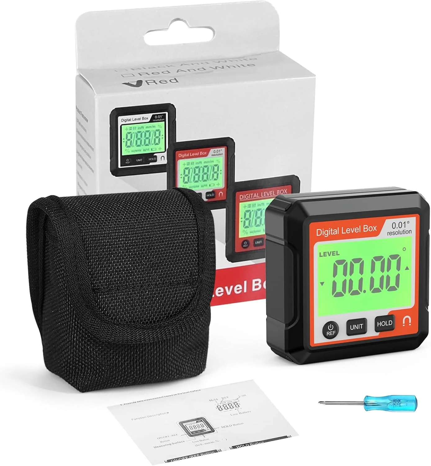 تراز دیجیتال زاویه سنج مغناطیسی، ابزار زاویه یاب الکترونیکی، شیب سنج، ابزار نجاری با آهنربا برای ساخت و ساز، نجاری و ماشین آلات (سیاه+سفید) (قرمز) تراز دیجیتال زاویه سنج مغناطیسی، ابزار زاویه یاب الکترونیکی، شیب سنج، ابزار نجاری با آهنربا برای ساخت و ساز، نجاری و ماشین آلات (سیاه+سفید) (قرمز)