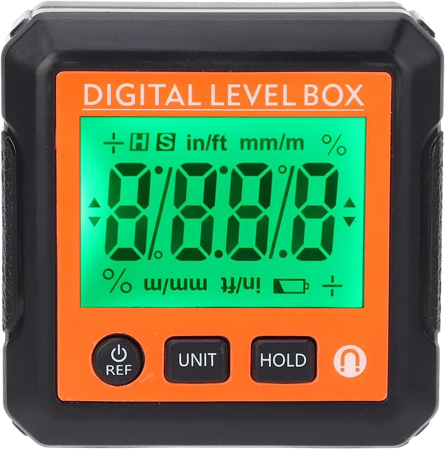 شیب سنج دیجیتال نمایشگر، جعبه تراز جیبی و زاویه یاب، تراز دیجیتال الکترونیکی 4x90 درجه با طراحی قابل شارژ، برای (نارنجی، اندازه باز شدن: