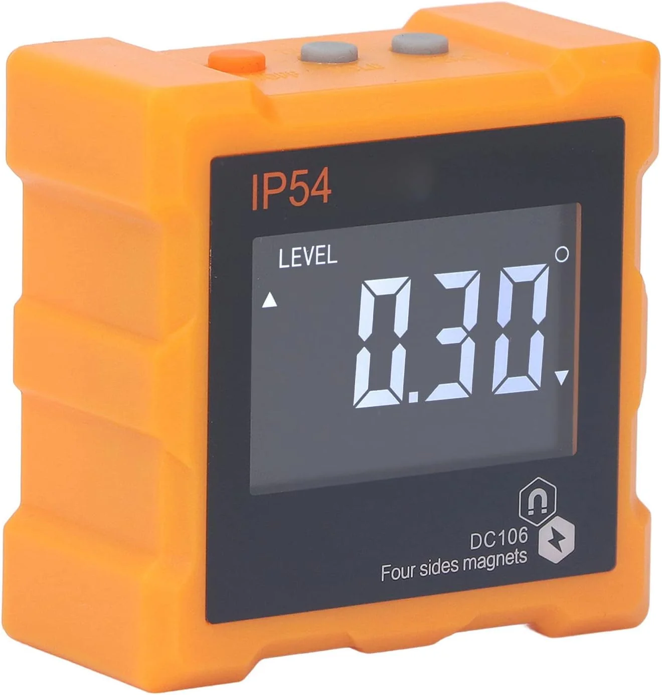 زاویه یاب دیجیتال Fyearfly، زاویه سنج، نمایشگر LCD دیجیتال 4 x 90 درجه، زاویه یاب مغناطیسی قوی 4 طرفه، شیب سنج، 360 درجه، 1300 میلی آمپر ساعت (نارنجی)