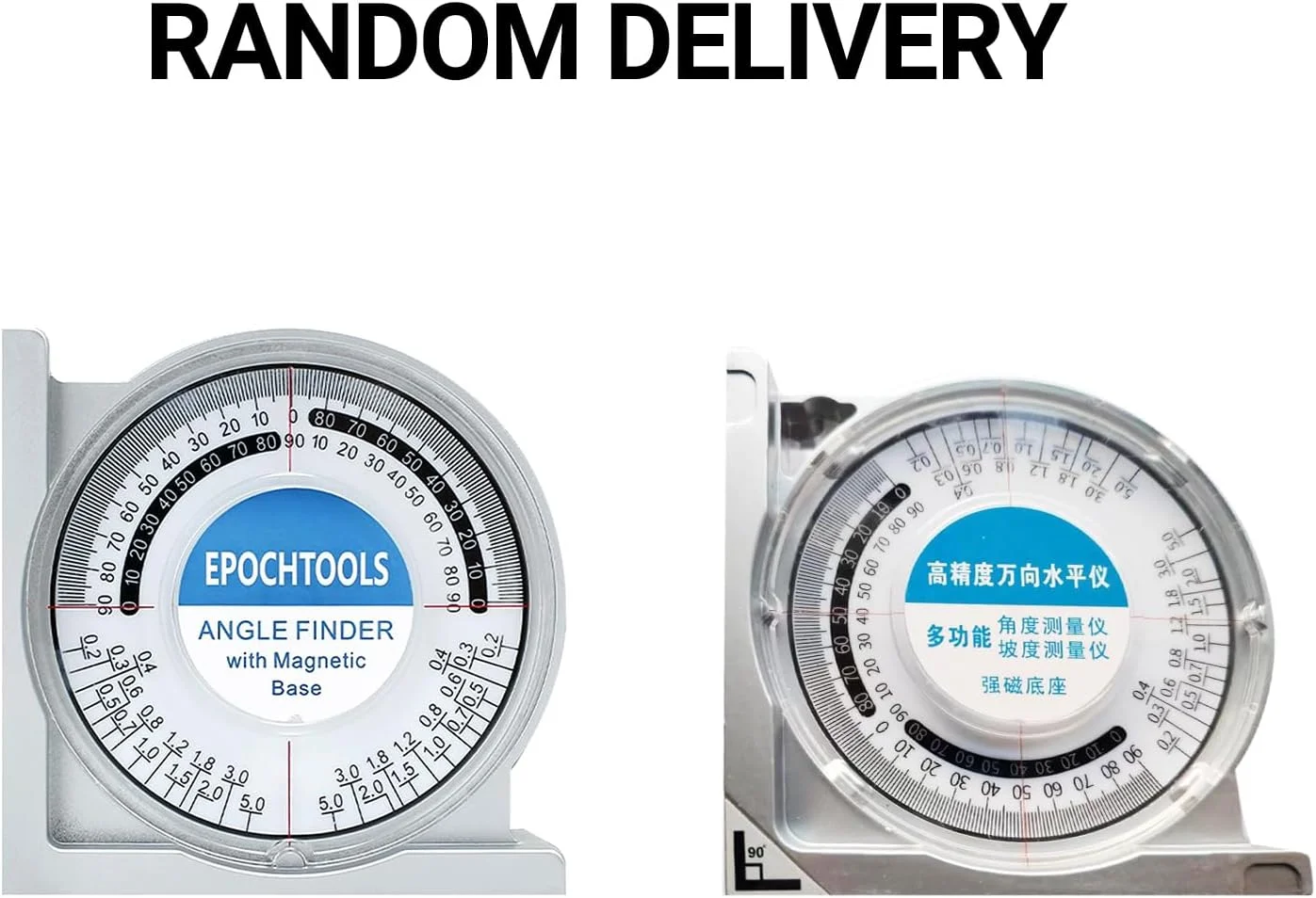 زاویه یاب مغناطیسی، زاویه یاب مغناطیسی مینی شیب سنج، ابزار اندازه گیری، نقاله، تراز شیب، تراز حبابی دوتایی، جدول مقایسه پشتی، نقره ای