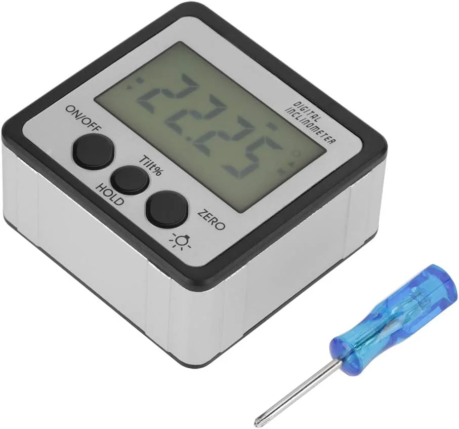 شیب سنج دیجیتال Eujgoov، زاویه یاب با نور پس زمینه LCD و پایه مغناطیسی، 4 x 90° (نقره ای) شیب سنج دیجیتال Eujgoov، زاویه یاب با نور پس زمینه LCD و پایه مغناطیسی، 4 x 90° (نقره ای)