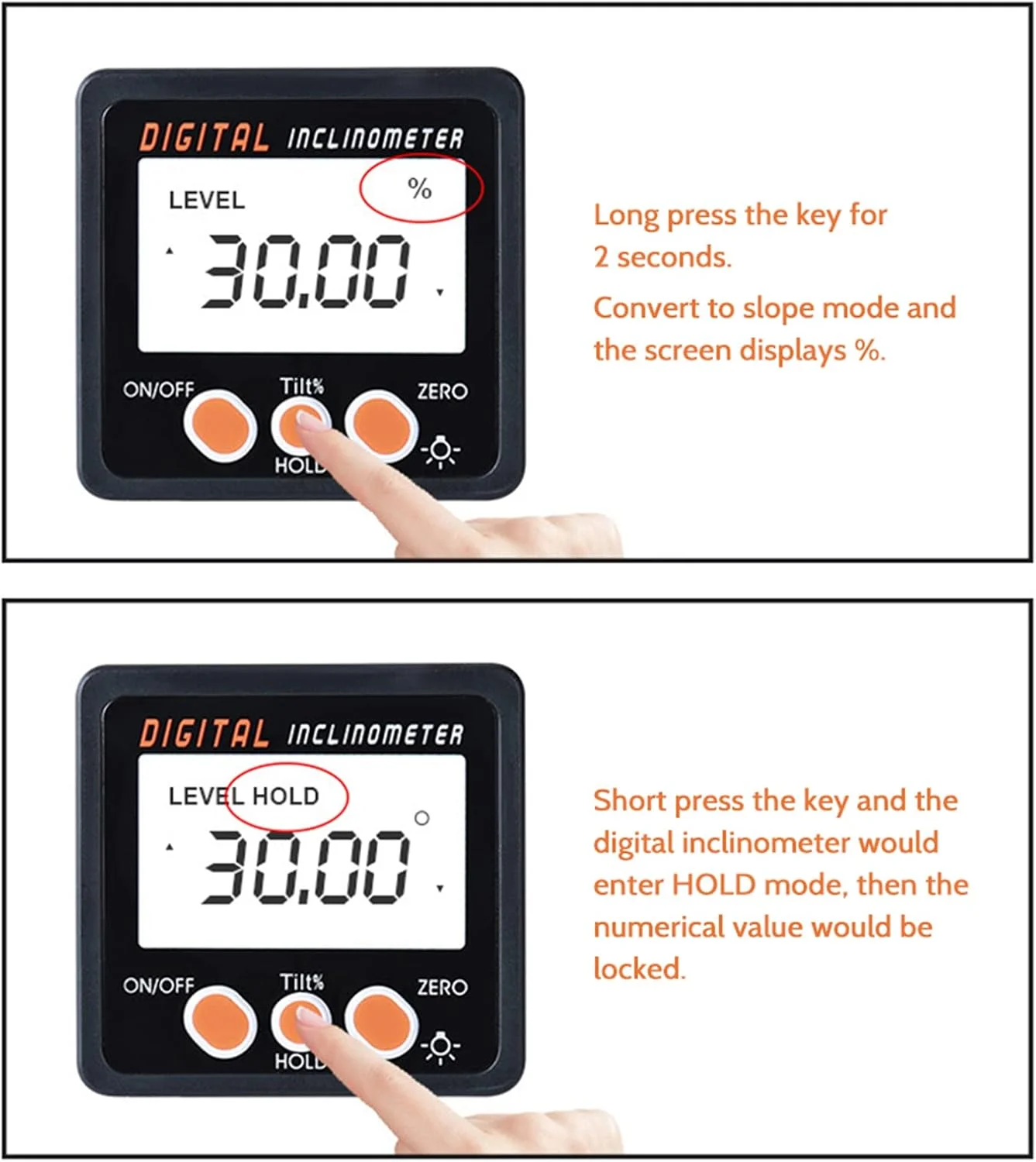 شیب سنج دیجیتال مورلیان 0-360 درجه، زاویه یاب الکترونیکی با بدنه آلیاژ آلومینیوم، جعبه شیب دیجیتال، پایه آهنربایی