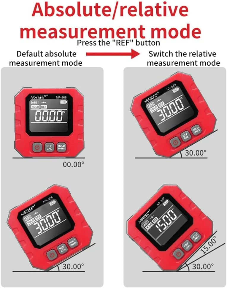 شیب سنج دیجیتال قابل حمل Fawoonu 4 * 90 درجه، زاویه سنج دیجیتال با نور پس زمینه، ترازوی شیب، زاویه یاب دیجیتال پنج وجهی چند منظوره با عملکرد نگه داشتن داده