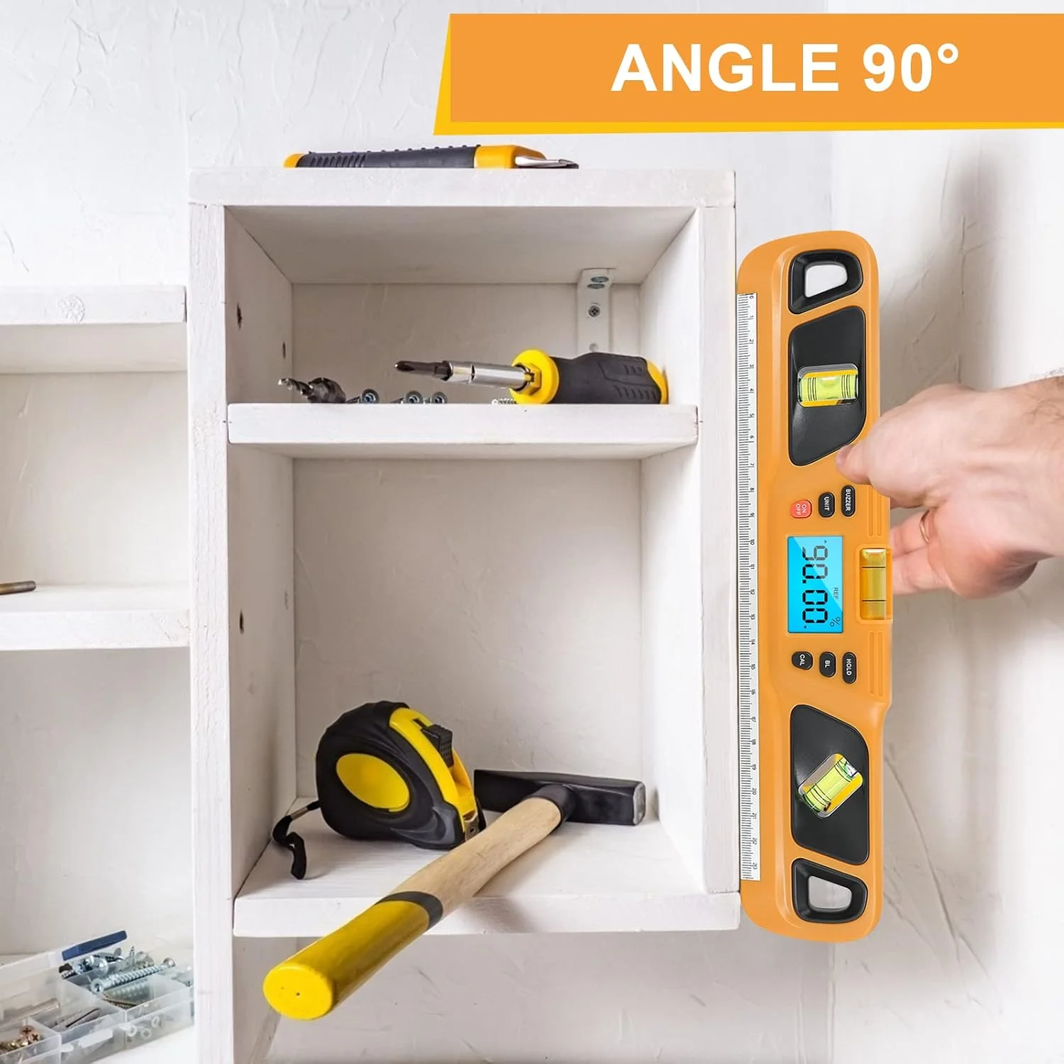 تراز دیجیتال اژدری Labymos زاویه سنج 4x90 درجه، شیب سنج الکترونیکی، تراز الکترونیکی با خط کش تست شیب