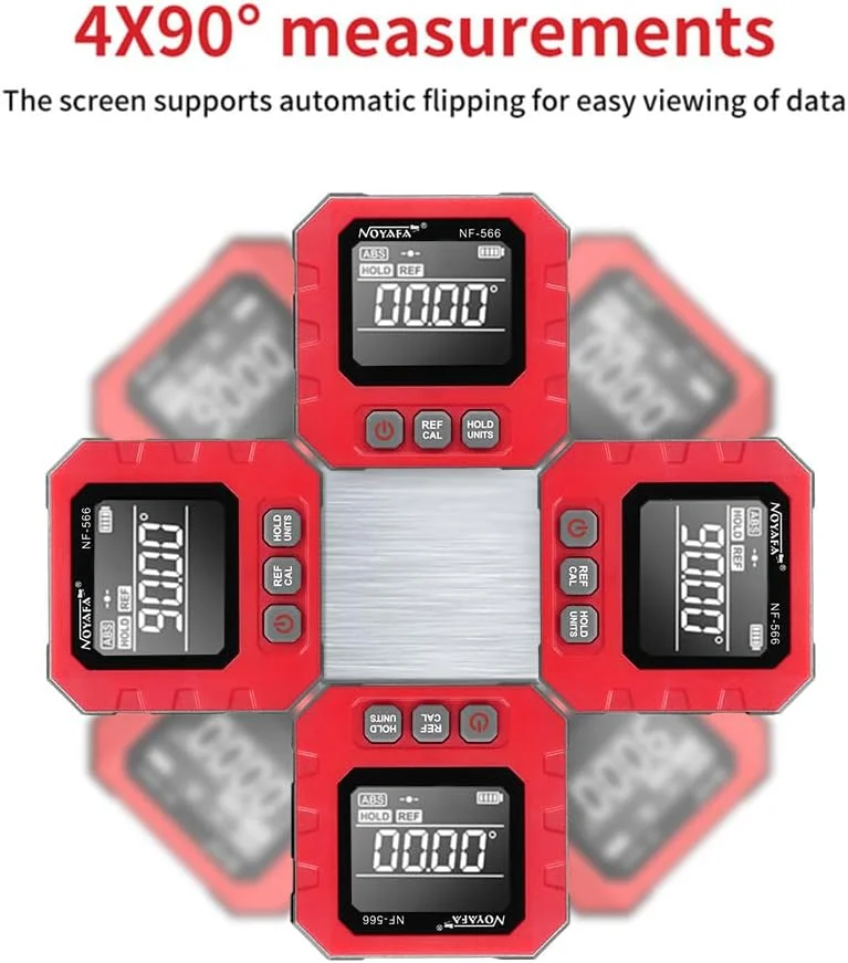 شیب سنج دیجیتال قابل حمل Labymos 4 * 90 درجه با نور پس زمینه، ترازوی دیجیتال، شیب سنج، خط کش زاویه دیجیتال پنج طرفه، ترازوی چند منظوره با عملکرد نگه داشتن داده
