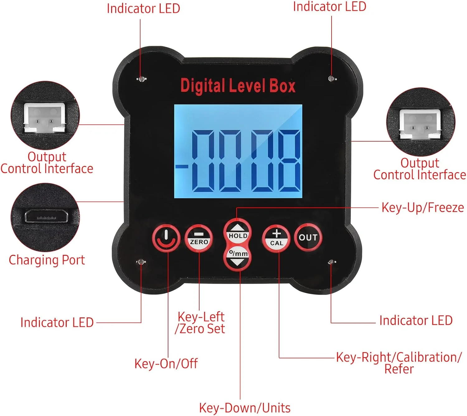 شیب سنج دیجیتال Fawoonu 4 * 90 درجه، تراز الکترونیکی و زاویه سنج، زاویه یاب، نور پس زمینه LCD، نقاله دیجیتال، ابزار اندازه گیری برای نجاری، ساختمان، خودرو