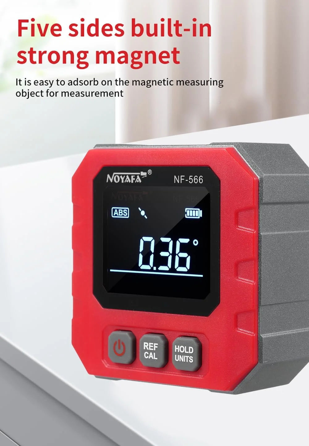 شیب سنج دیجیتال قابل حمل Domary 4 * 90 درجه با نور پس زمینه، ترازوی شیب دیجیتال، زاویه سنج دیجیتال پنج طرفه چند منظوره با عملکرد نگه داشتن داده