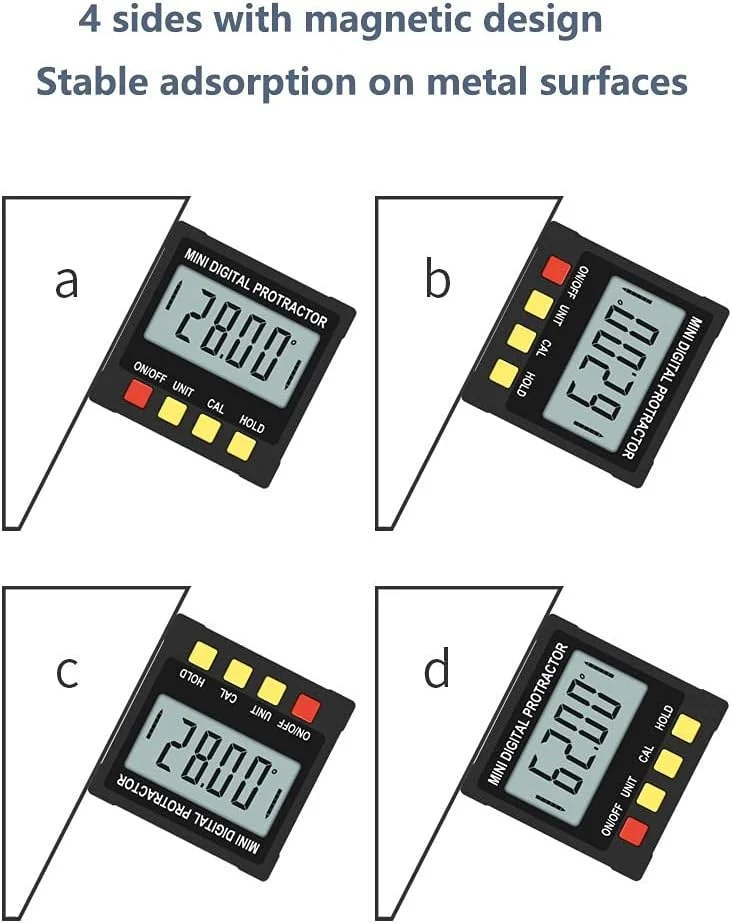 گونیومتر الکترونیکی کوچک OXPMFY 360 درجه، شیب سنج، ابزار اندازه گیری زاویه مغناطیسی دیجیتال برای نجاری (آلومینیومی)