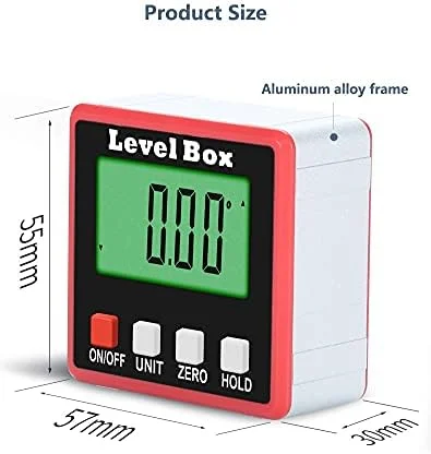 گونیومتر الکترونیکی کوچک OXPMFY 360 درجه، شیب سنج، ابزار اندازه گیری زاویه مغناطیسی دیجیتال برای نجاری (آلومینیومی)