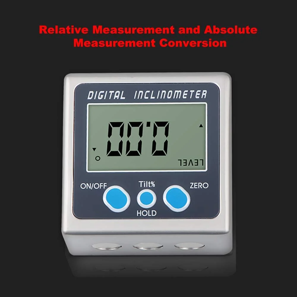 شیب سنج دیجیتال چند منظوره با بدنه آلیاژ روی 360 درجه، زاویه سنج الکترونیکی کوچک دیجیتال با آهنربا